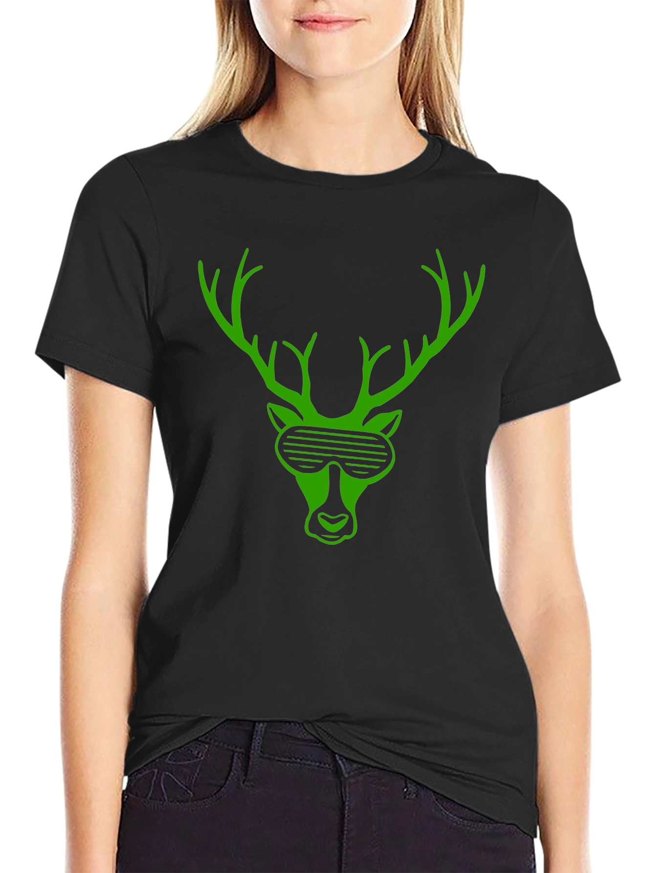 Cool Deer Graphic Tee - Stylish Black T-Shirt