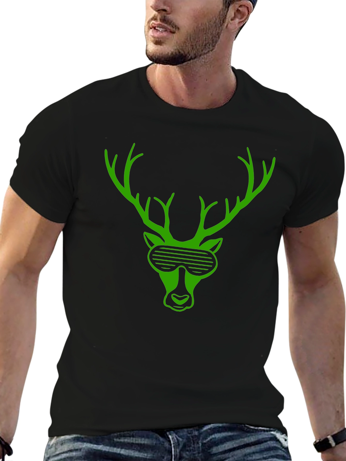 Cool Deer Graphic Tee - Stylish Black T-Shirt