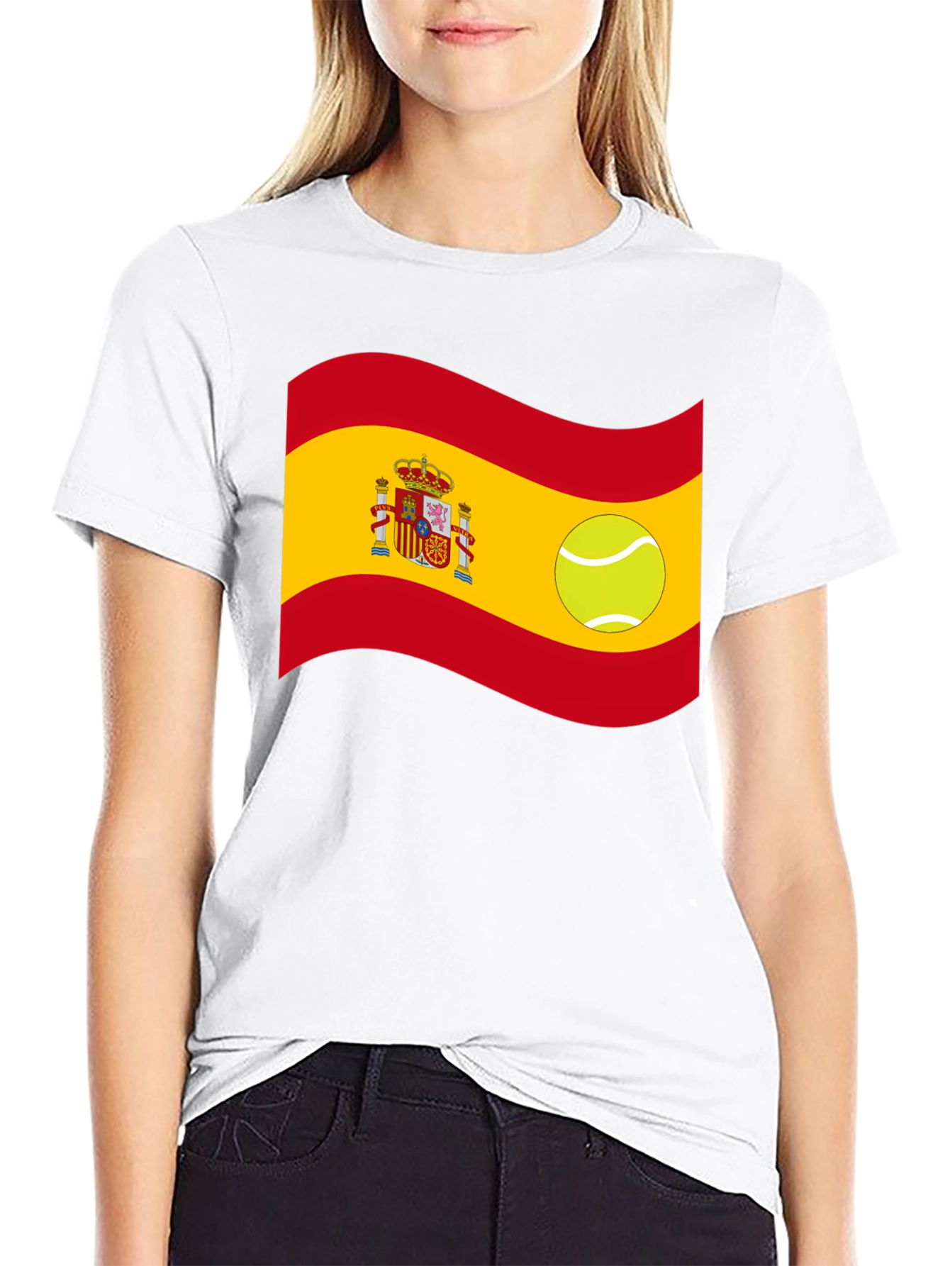 Spain Flag Tennis Ball Graphic T-Shirt