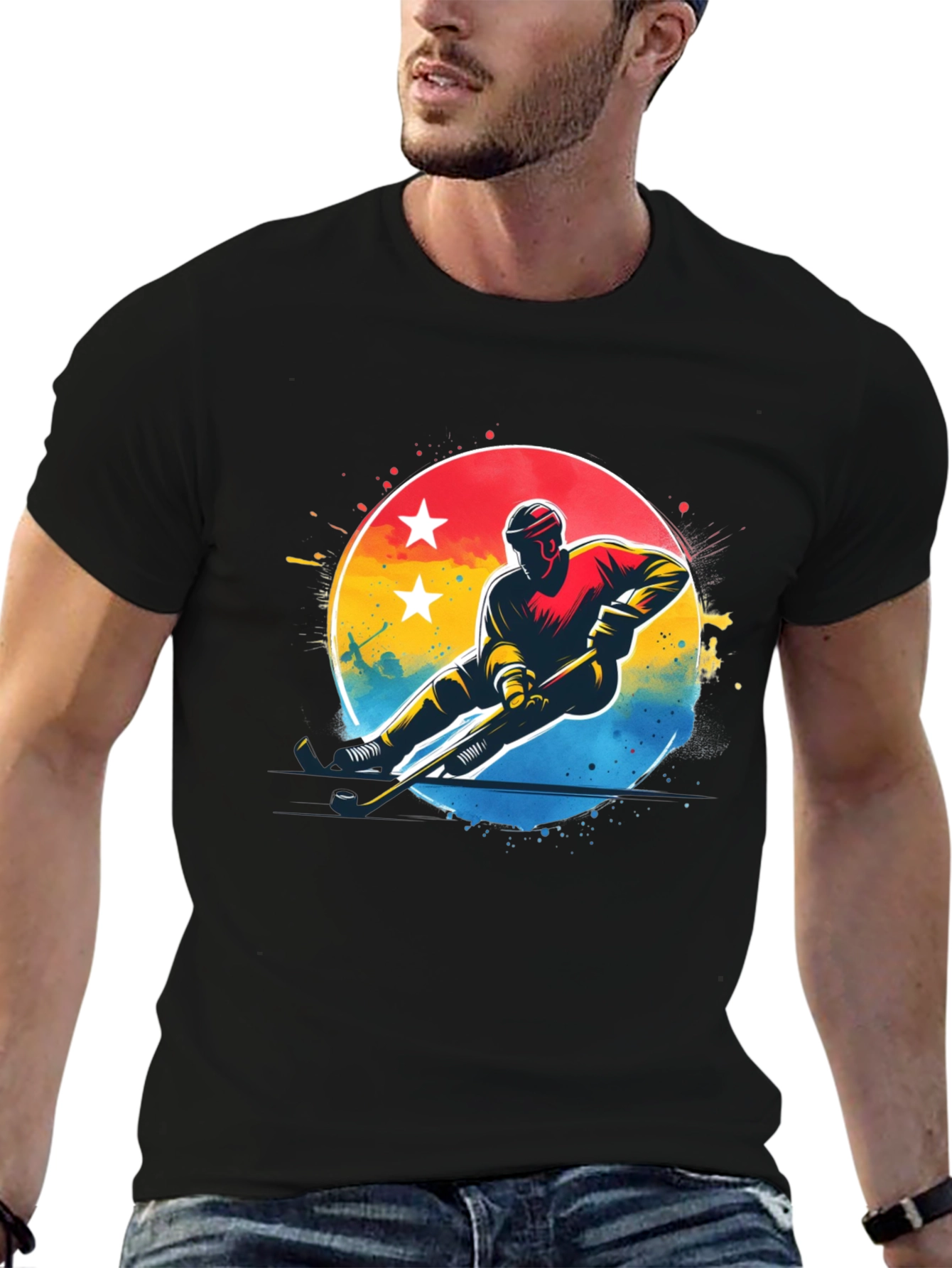 Hockey Player Graphic T-Shirt