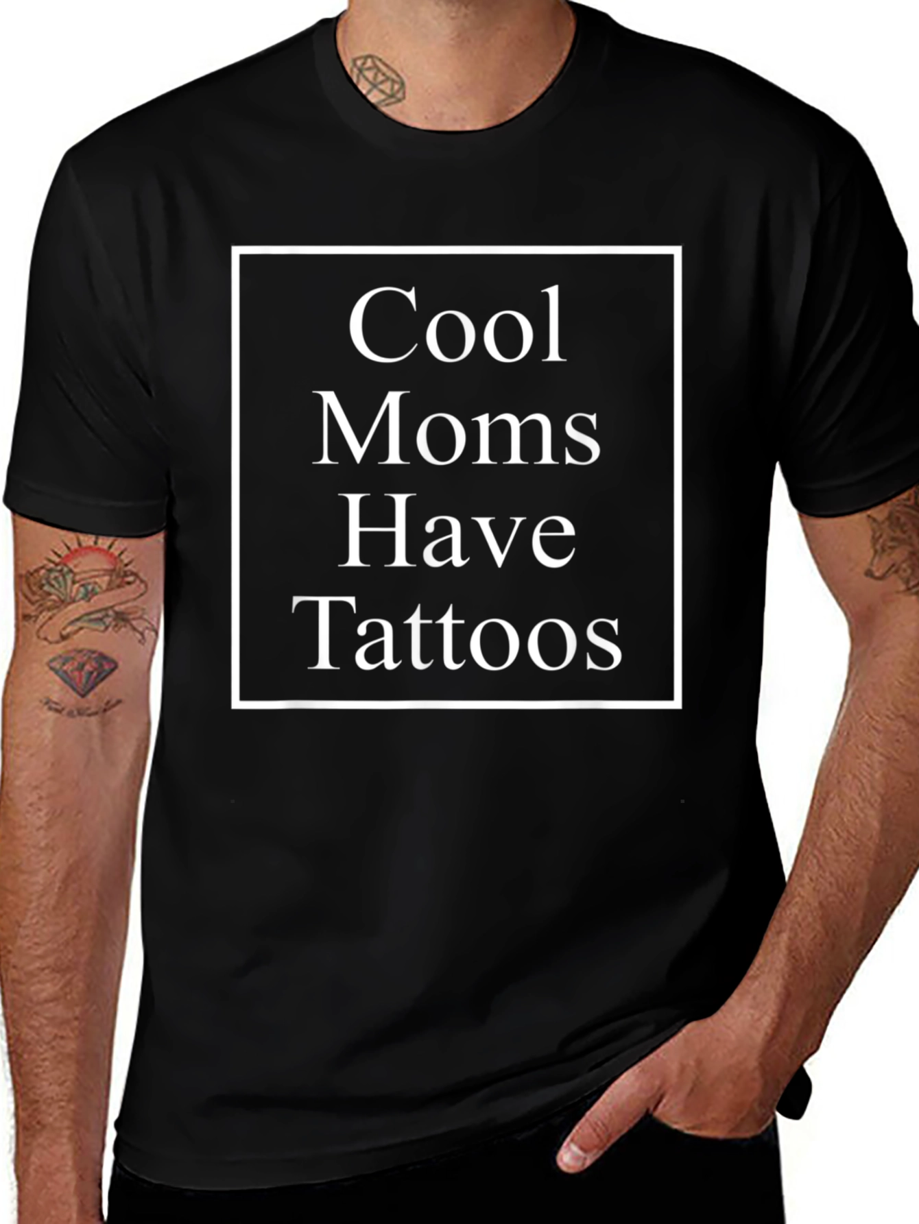 Cool Moms Have Tattoos Black Graphic T-Shirt