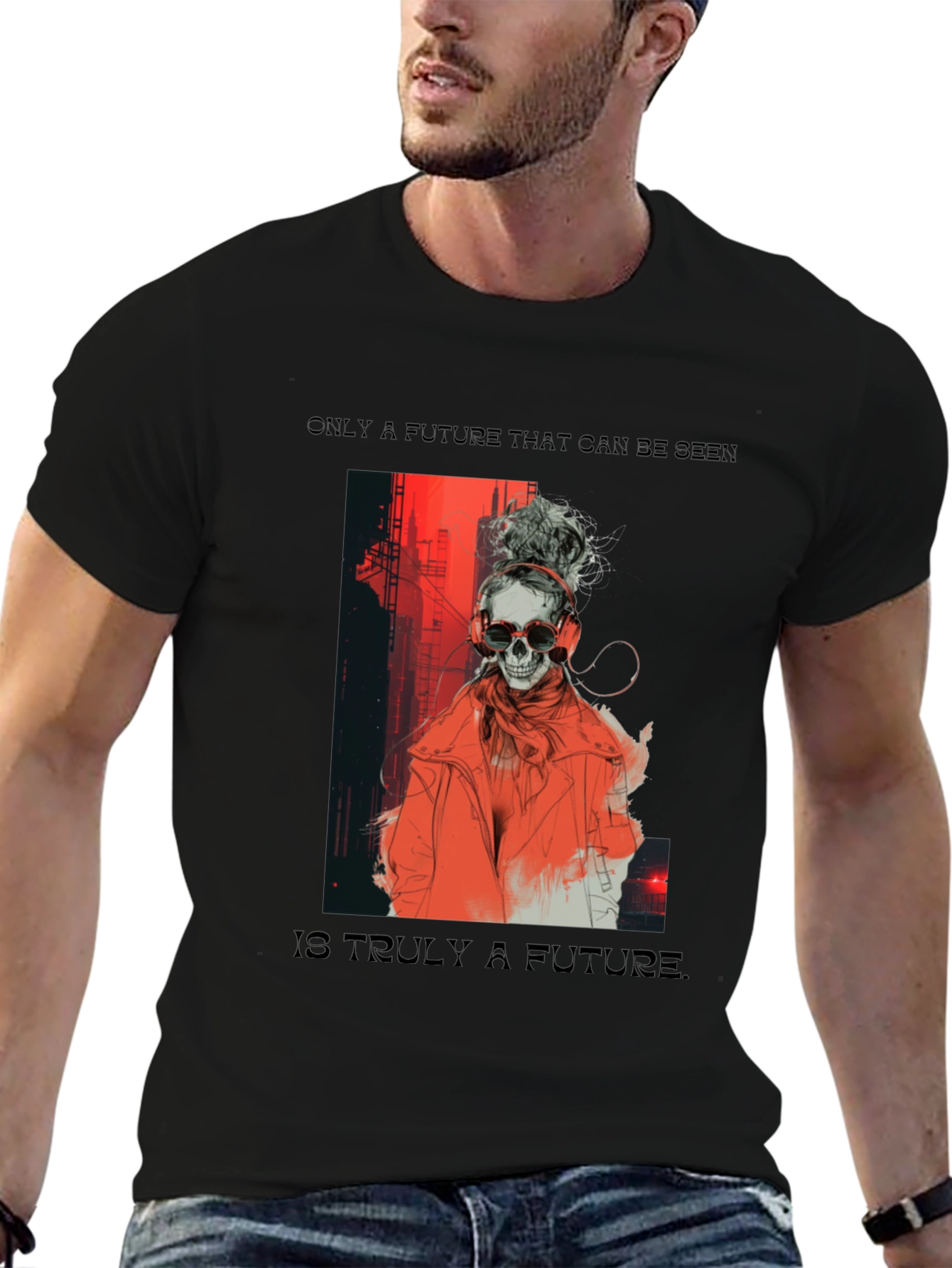 Edgy Skull Graphic Tee - Future Design