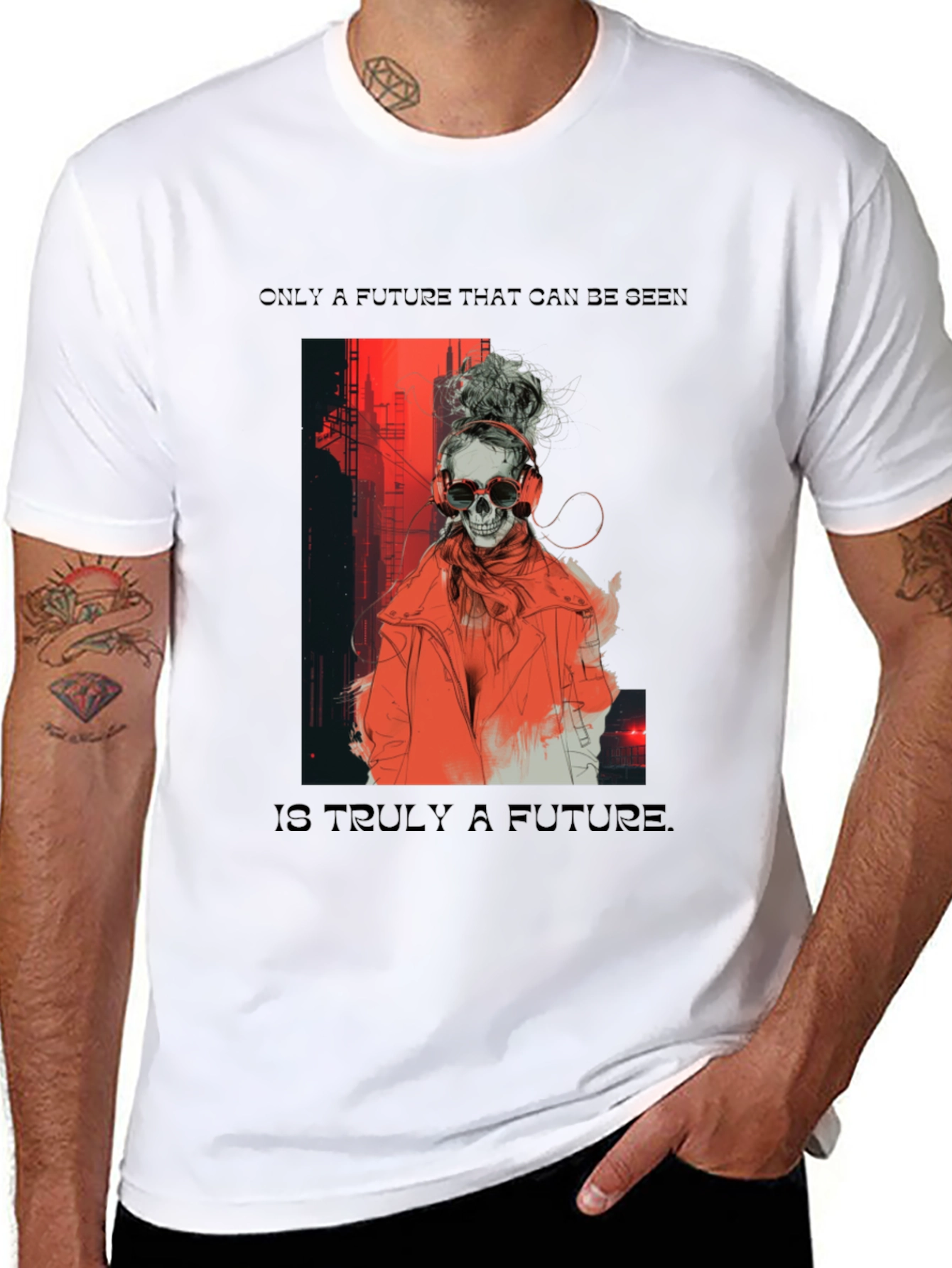 Edgy Skull Graphic Tee - Future Design