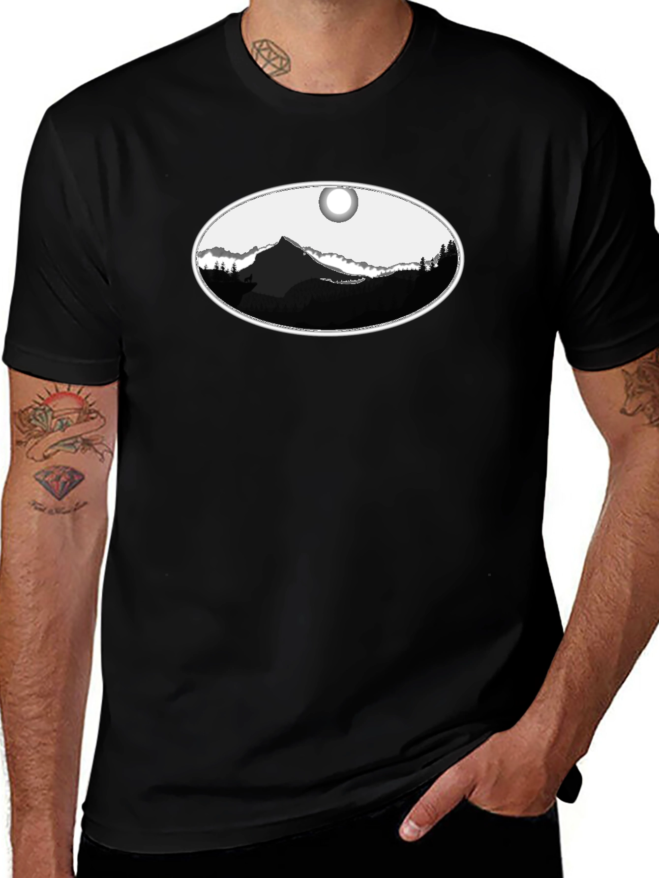 Mountain Oval Graphic Tee - Black