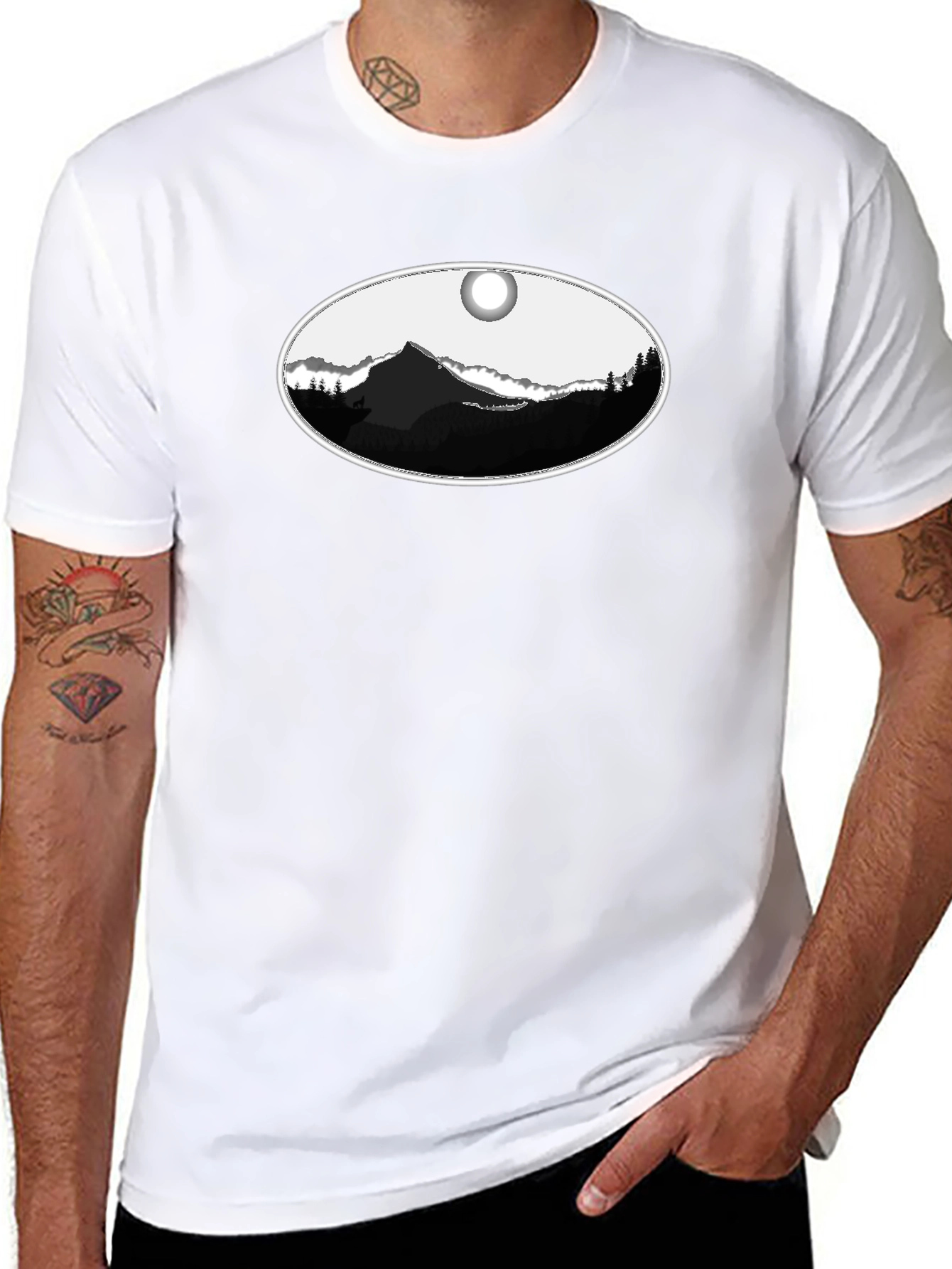 Mountain Oval Graphic Tee - Black