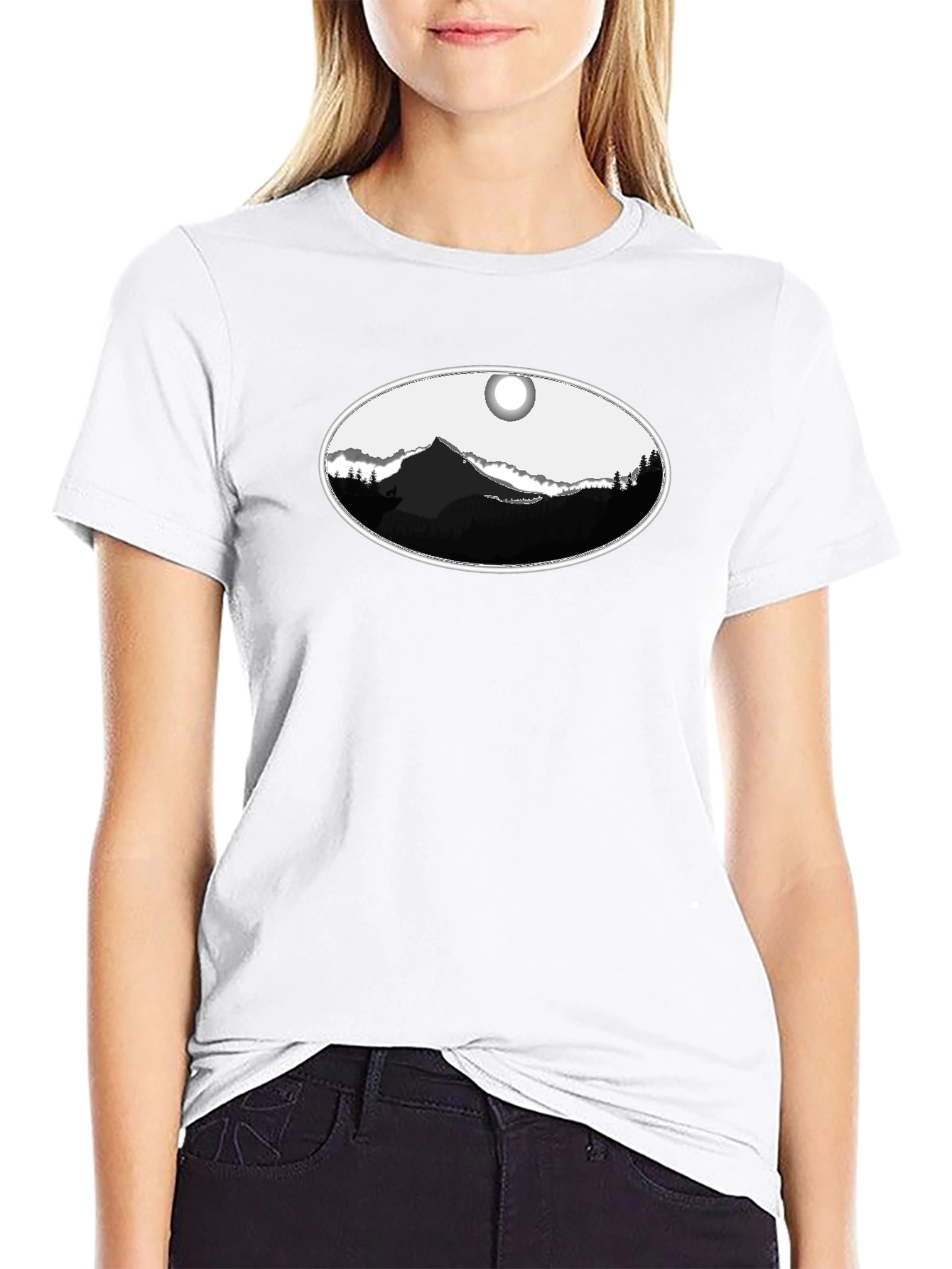 Mountain Oval Graphic Tee - Black