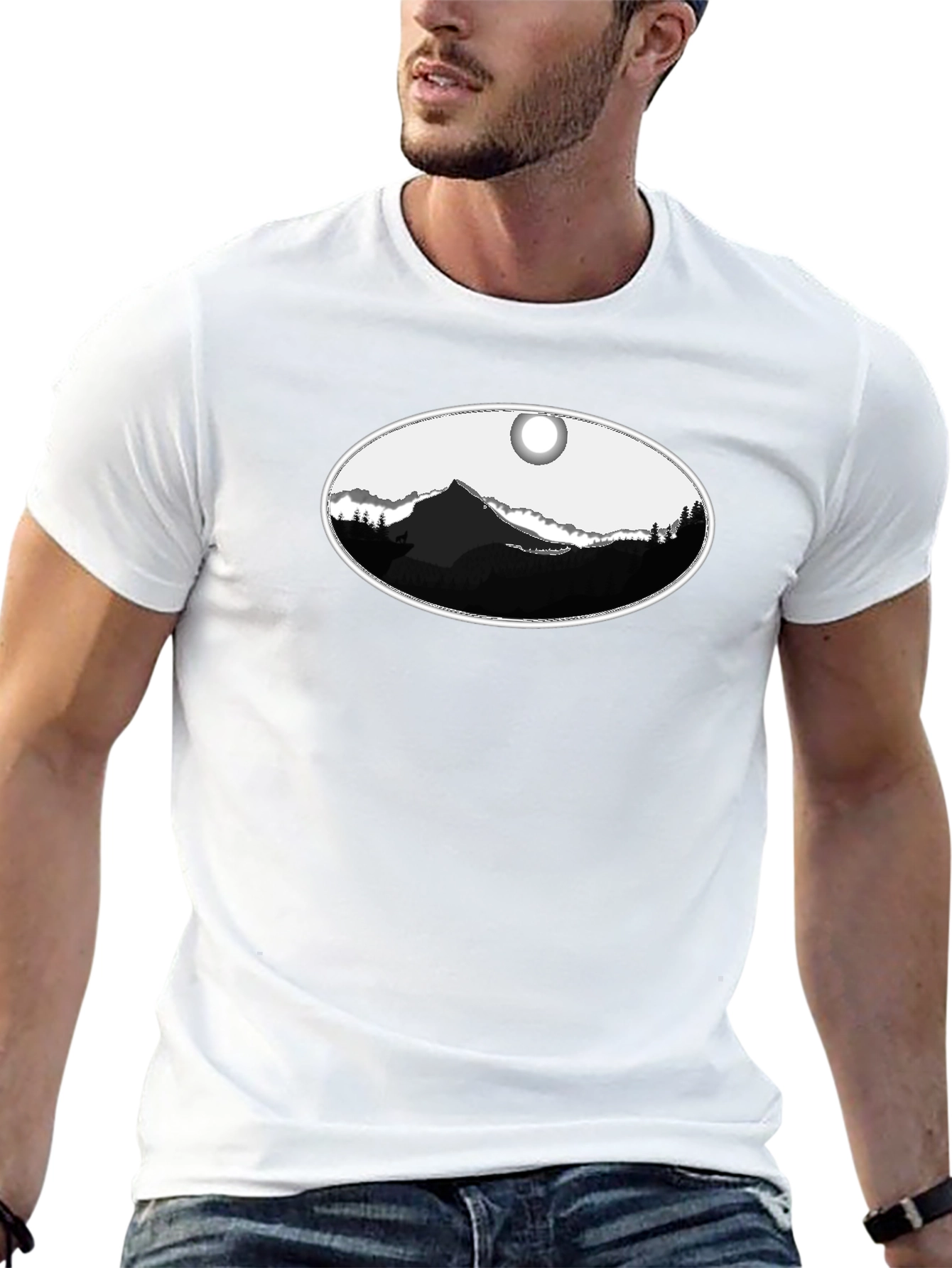 Mountain Oval Graphic Tee - Black