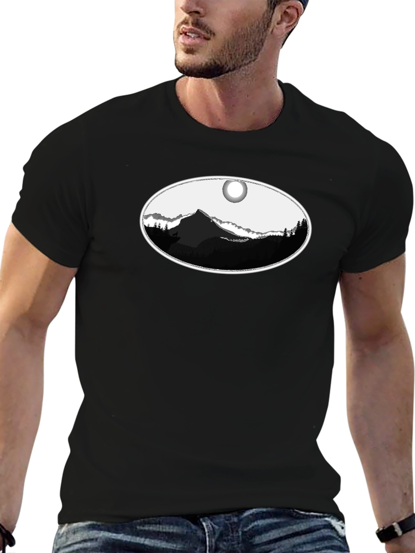 Mountain Oval Graphic Tee - Black