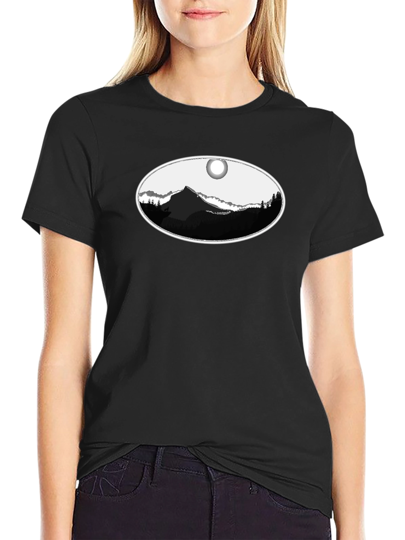 Mountain Oval Graphic Tee - Black