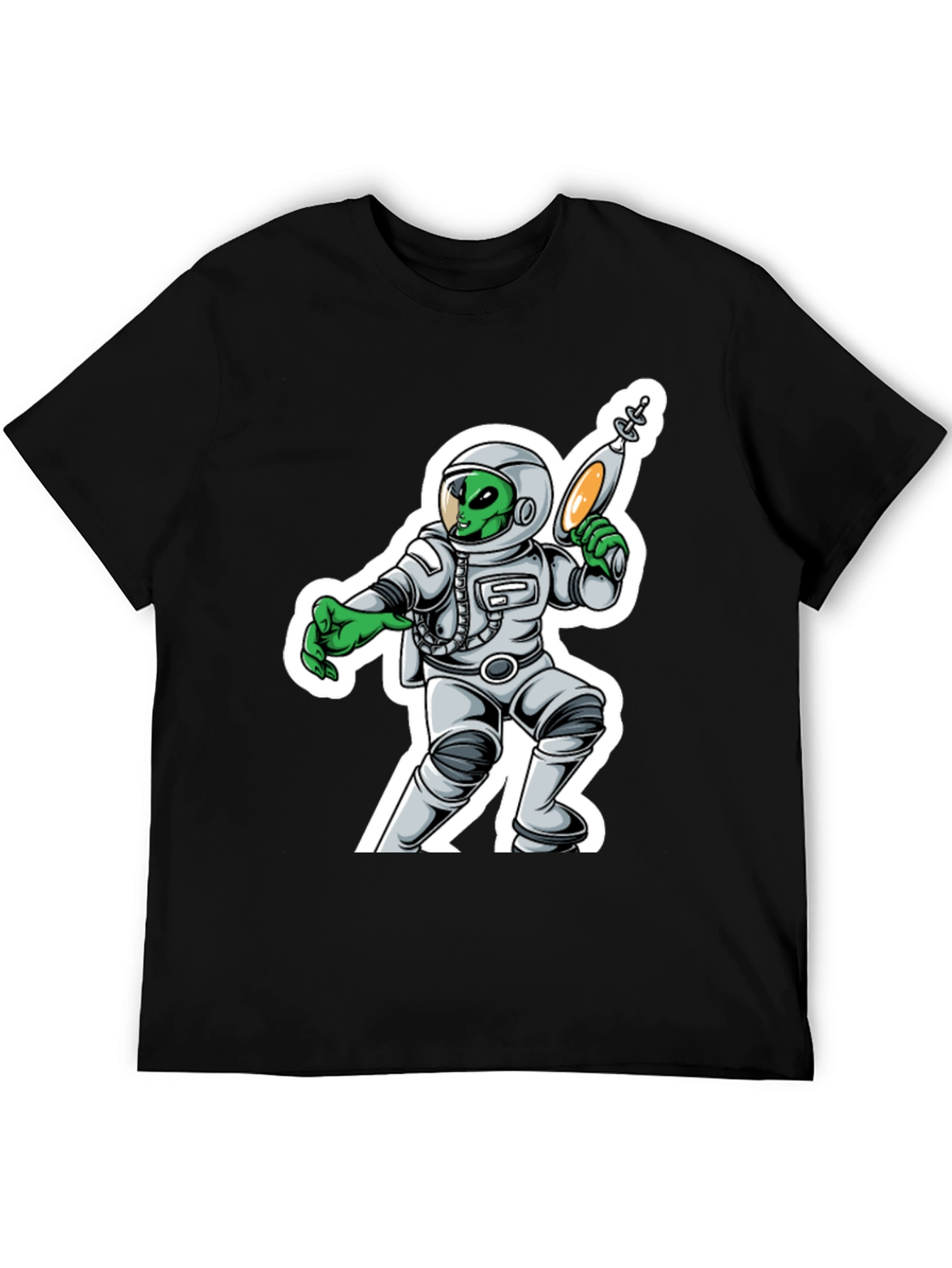 Alien Astronaut Graphic T-Shirt - Black
