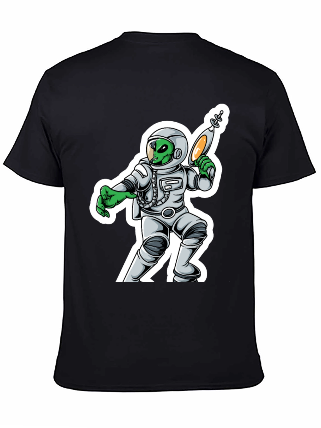 Alien Astronaut Graphic T-Shirt - Black