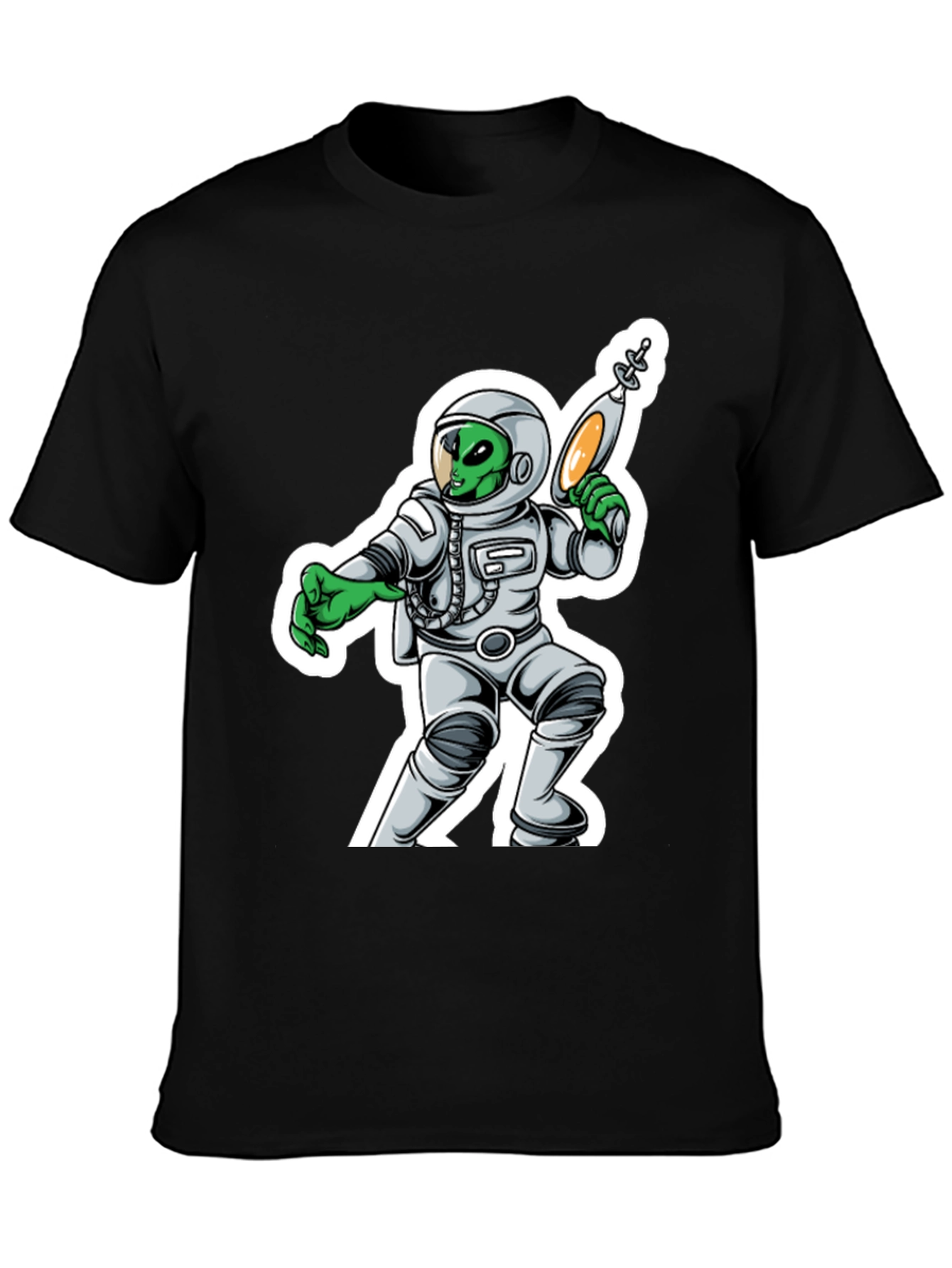 Alien Astronaut Graphic T-Shirt - Black
