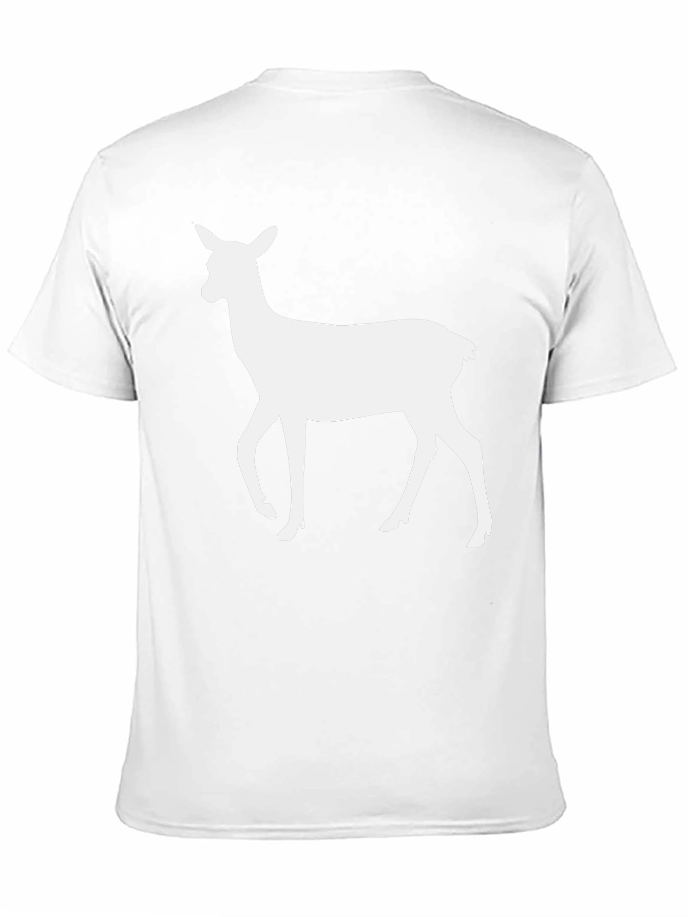 Black T-Shirt with White Deer Silhouette Print