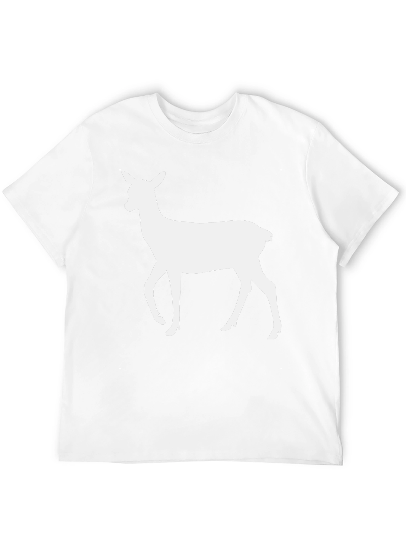 Black T-Shirt with White Deer Silhouette Print