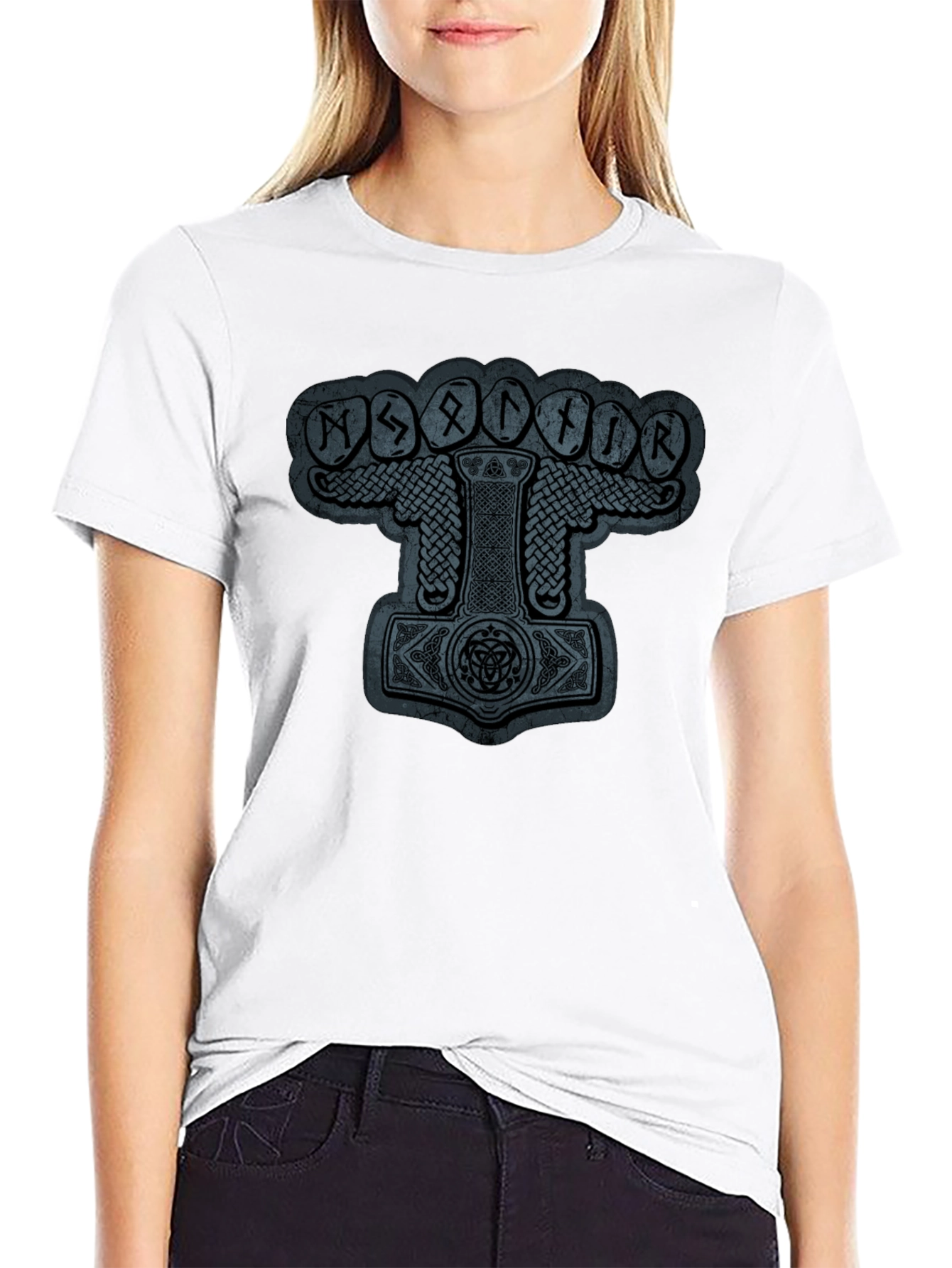 Mjollnir Viking Rune Graphic Black T-Shirt
