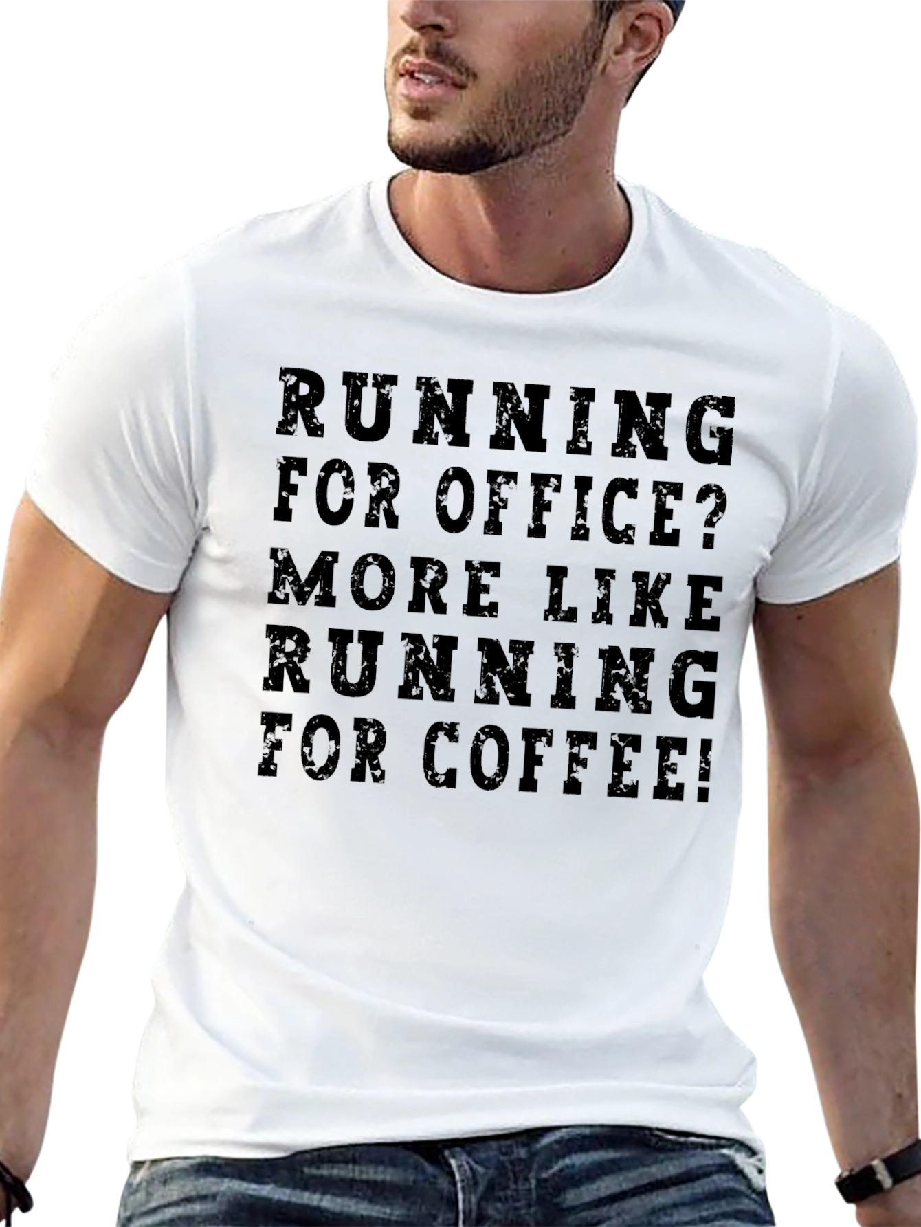 Running for Coffee Black Graphic T-Shirt