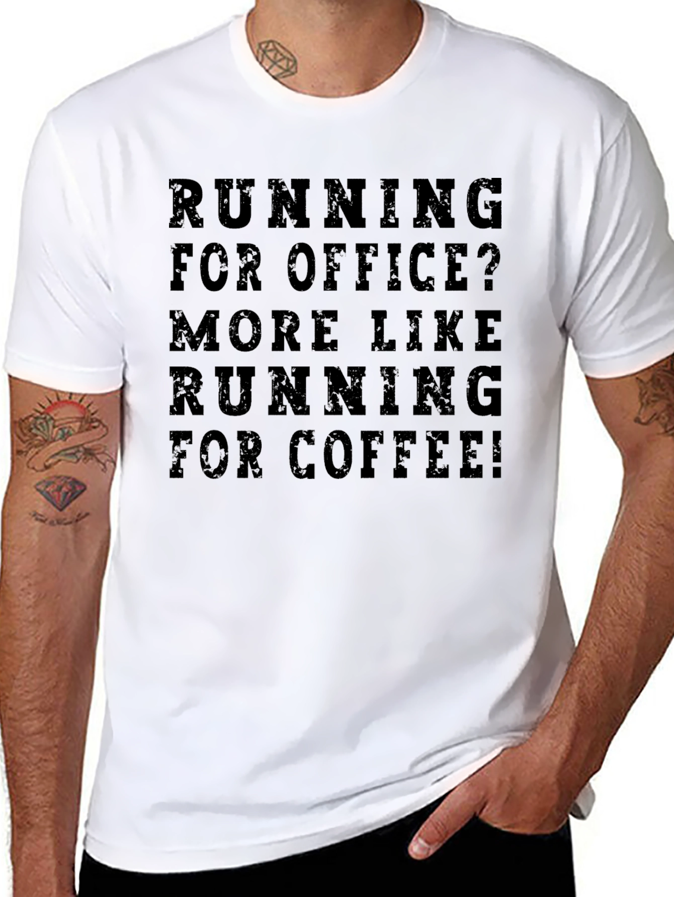 Running for Coffee Black Graphic T-Shirt