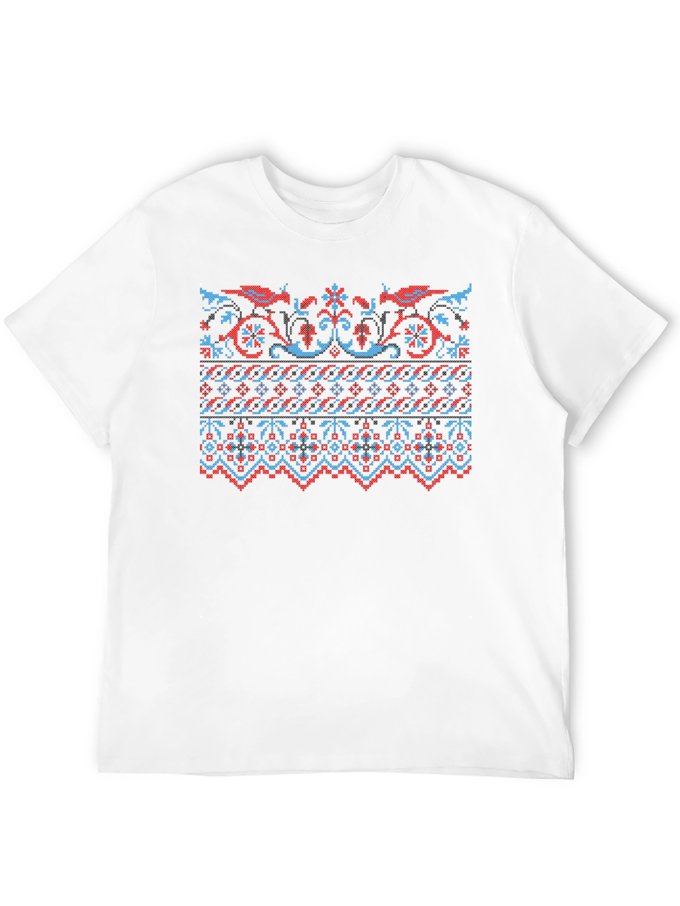 Retro Pixel Art Bird Pattern Black T-Shirt