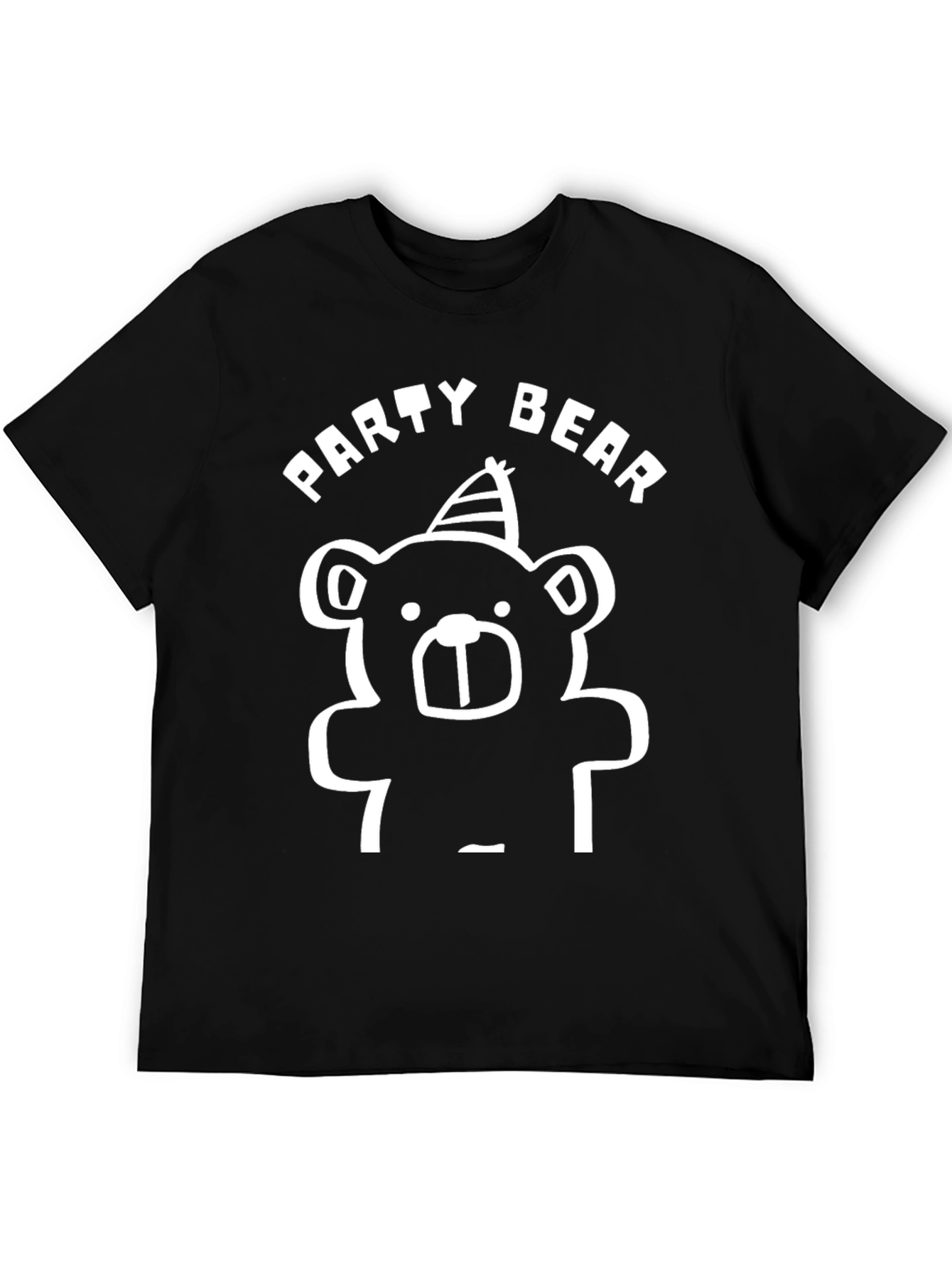 Party Bear Graphic T-Shirt - Black Cotton Tee