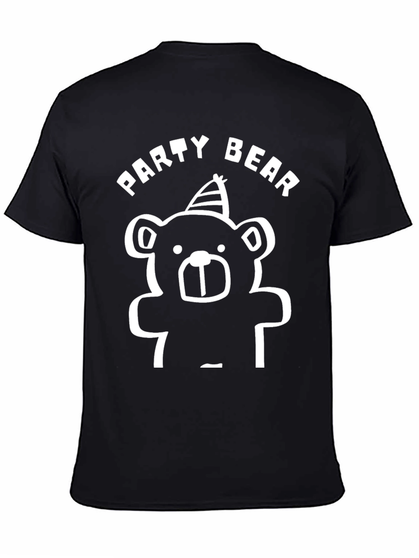 Party Bear Graphic T-Shirt - Black Cotton Tee