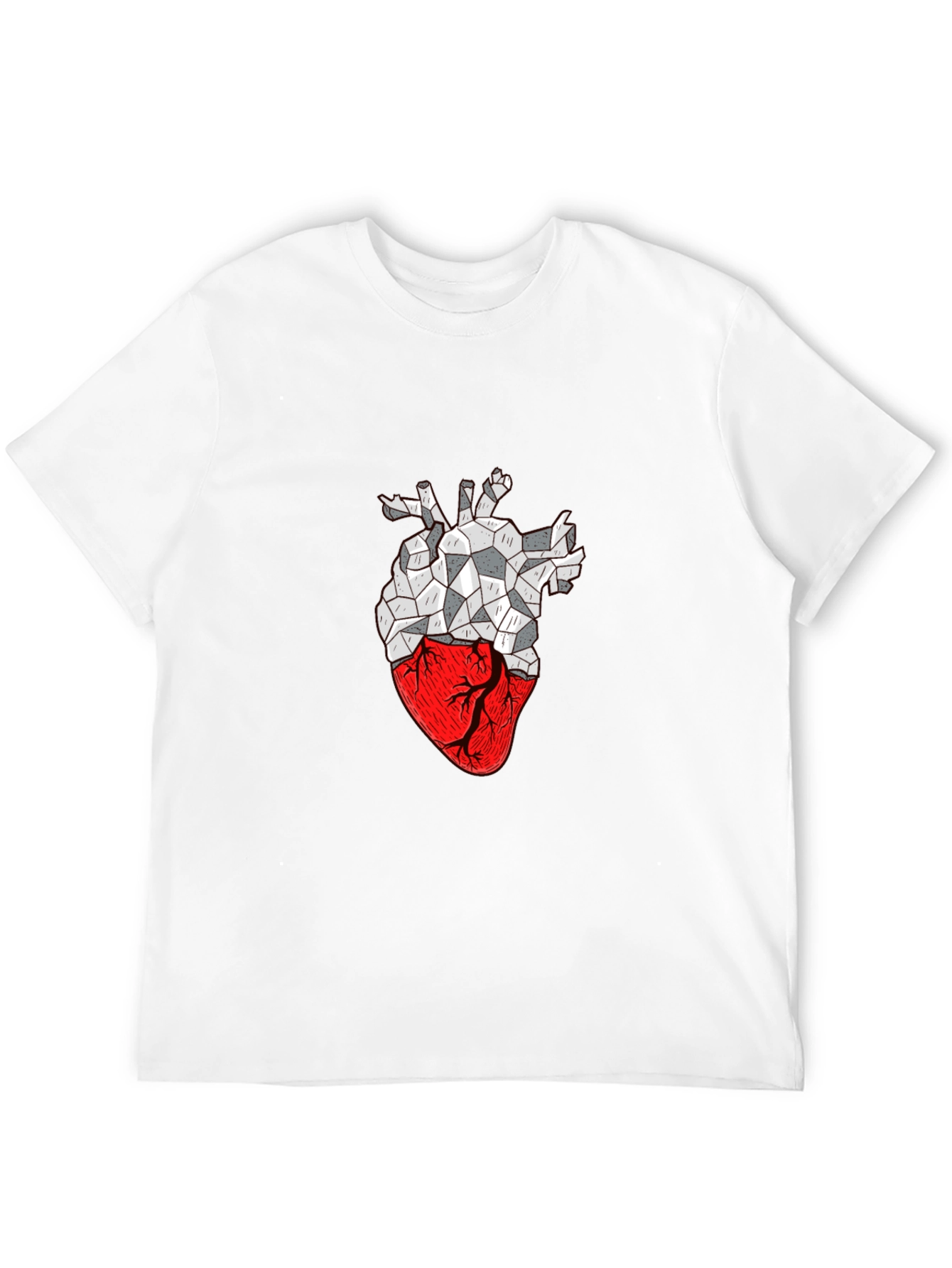 Geometric Heart Print Black T-Shirt