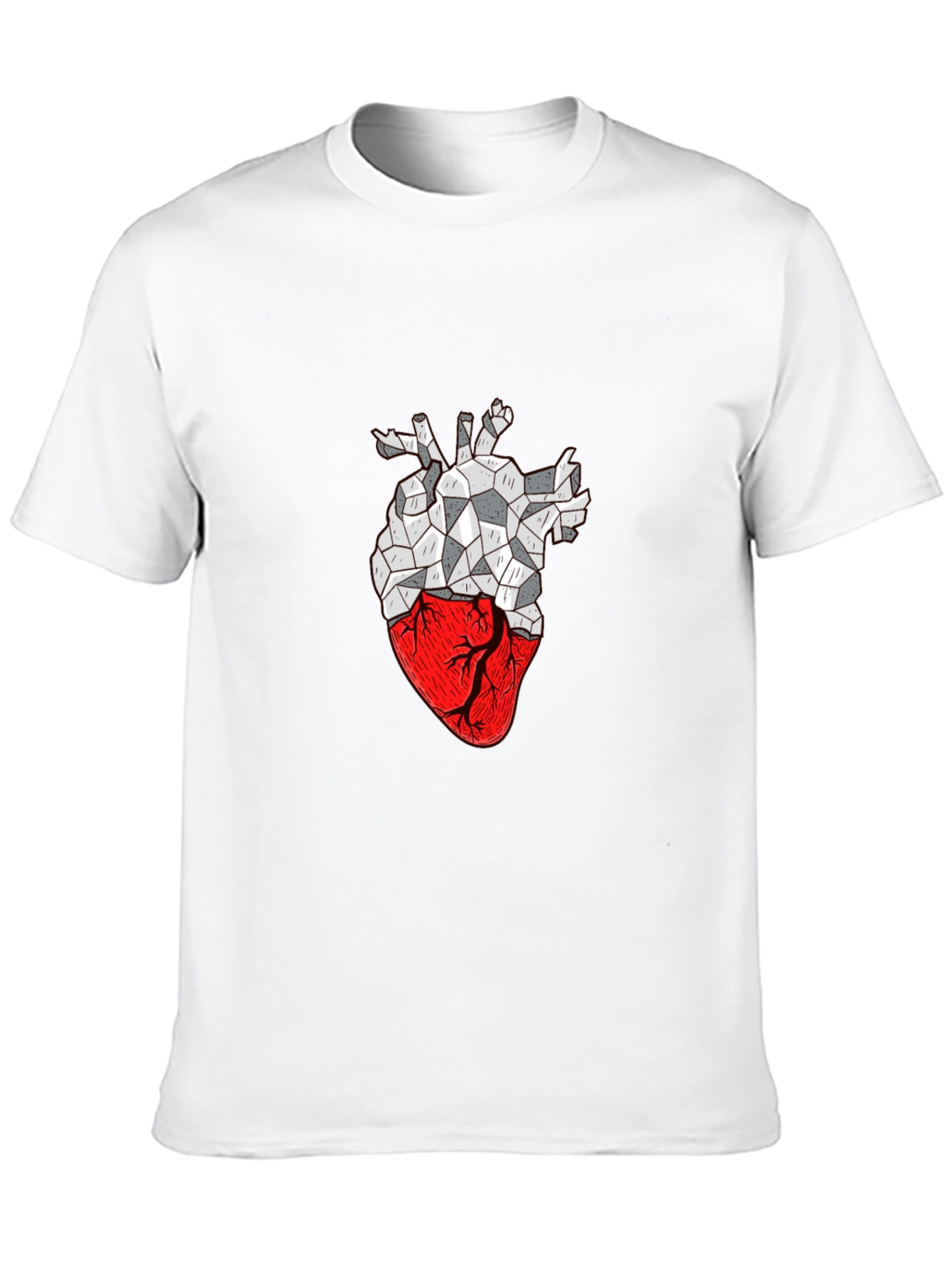 Geometric Heart Print Black T-Shirt