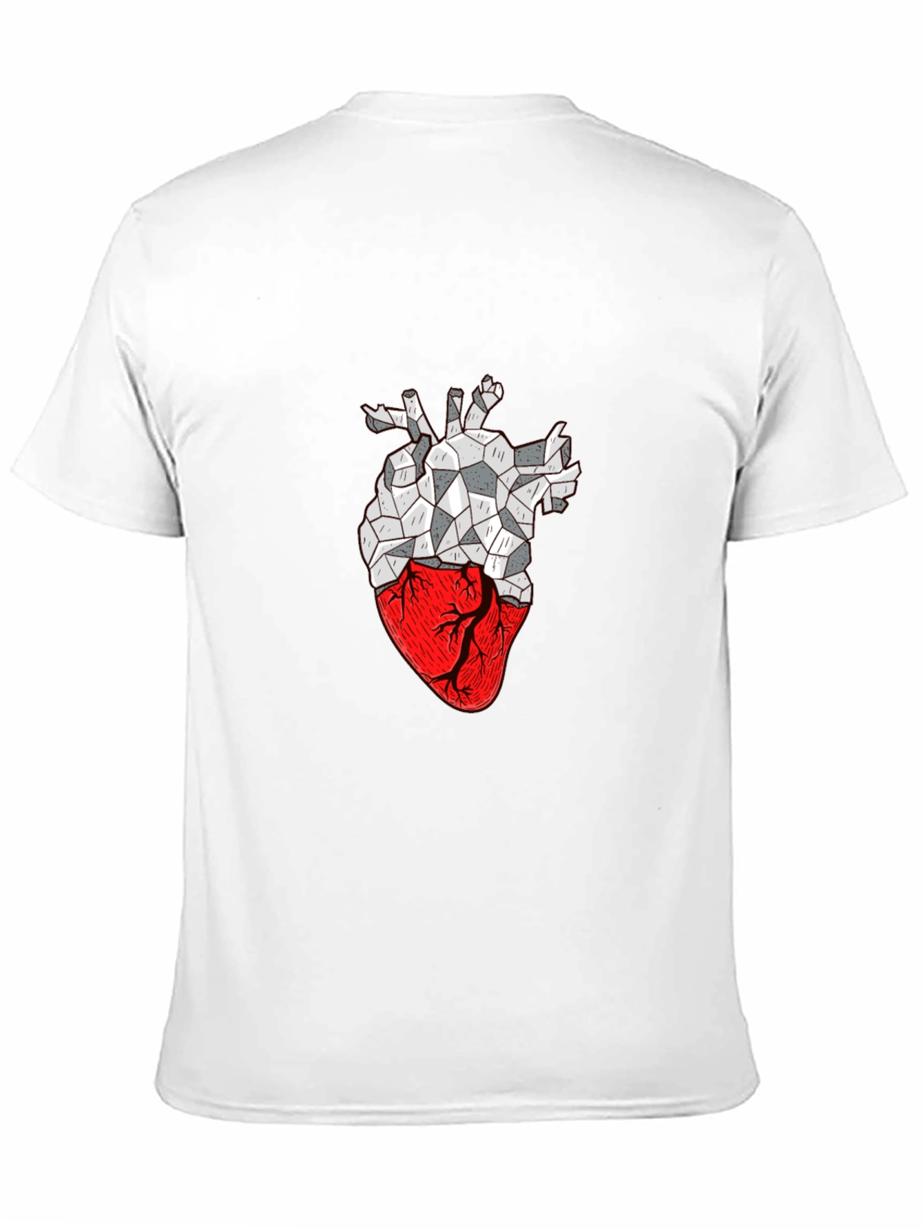 Geometric Heart Print Black T-Shirt