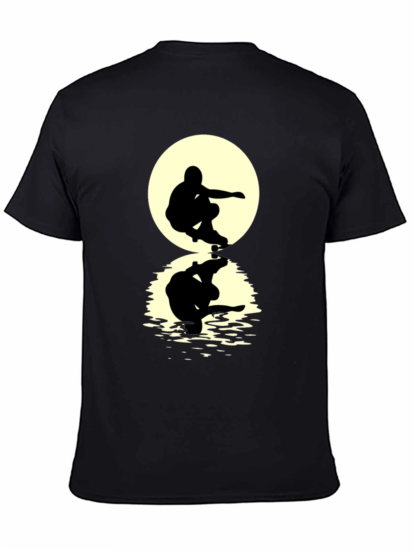 Skateboarder Silhouette T-Shirt - Moon Reflection Design