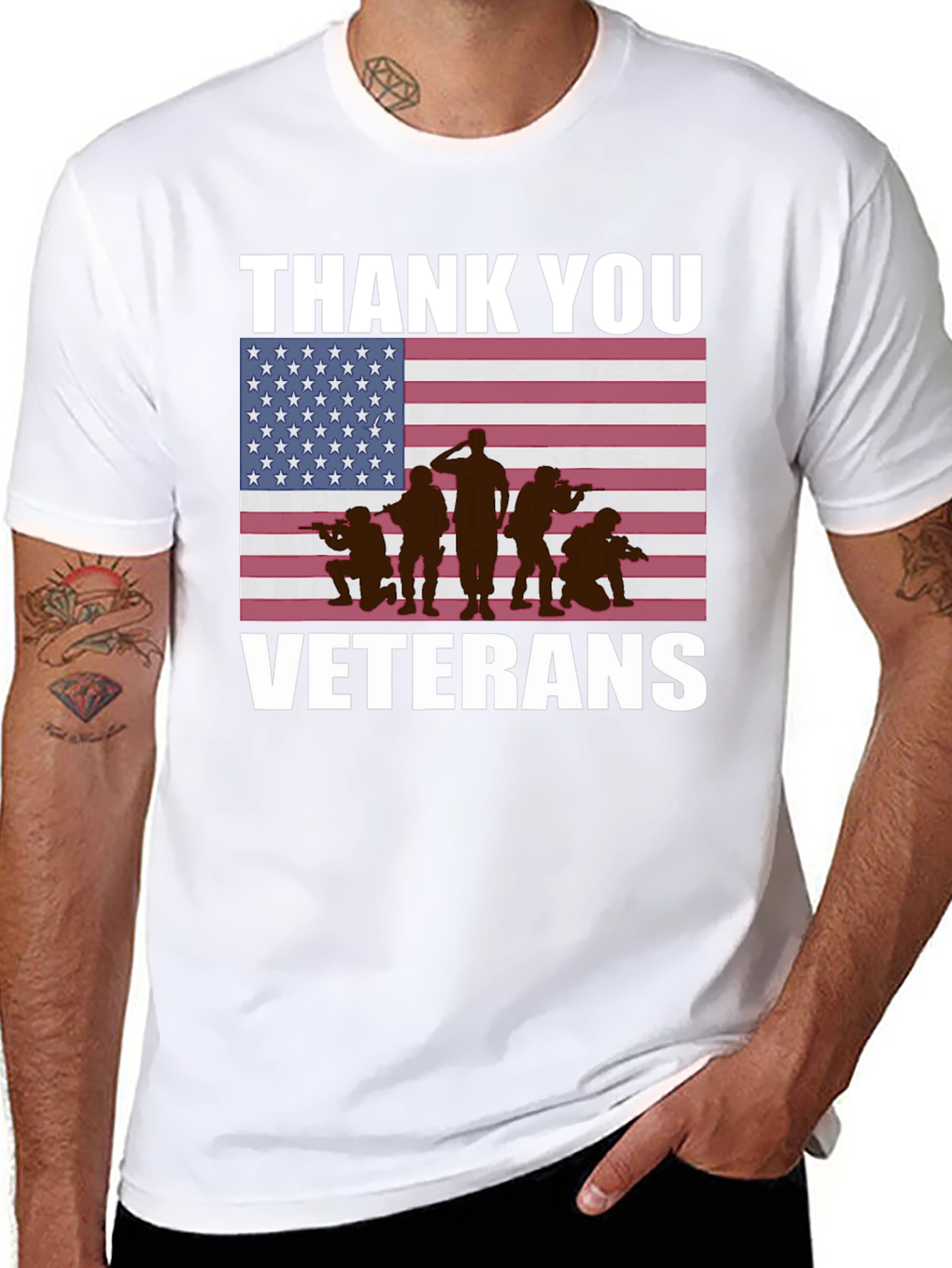 Thank You Veterans T-Shirt - Patriotic American Flag Design
