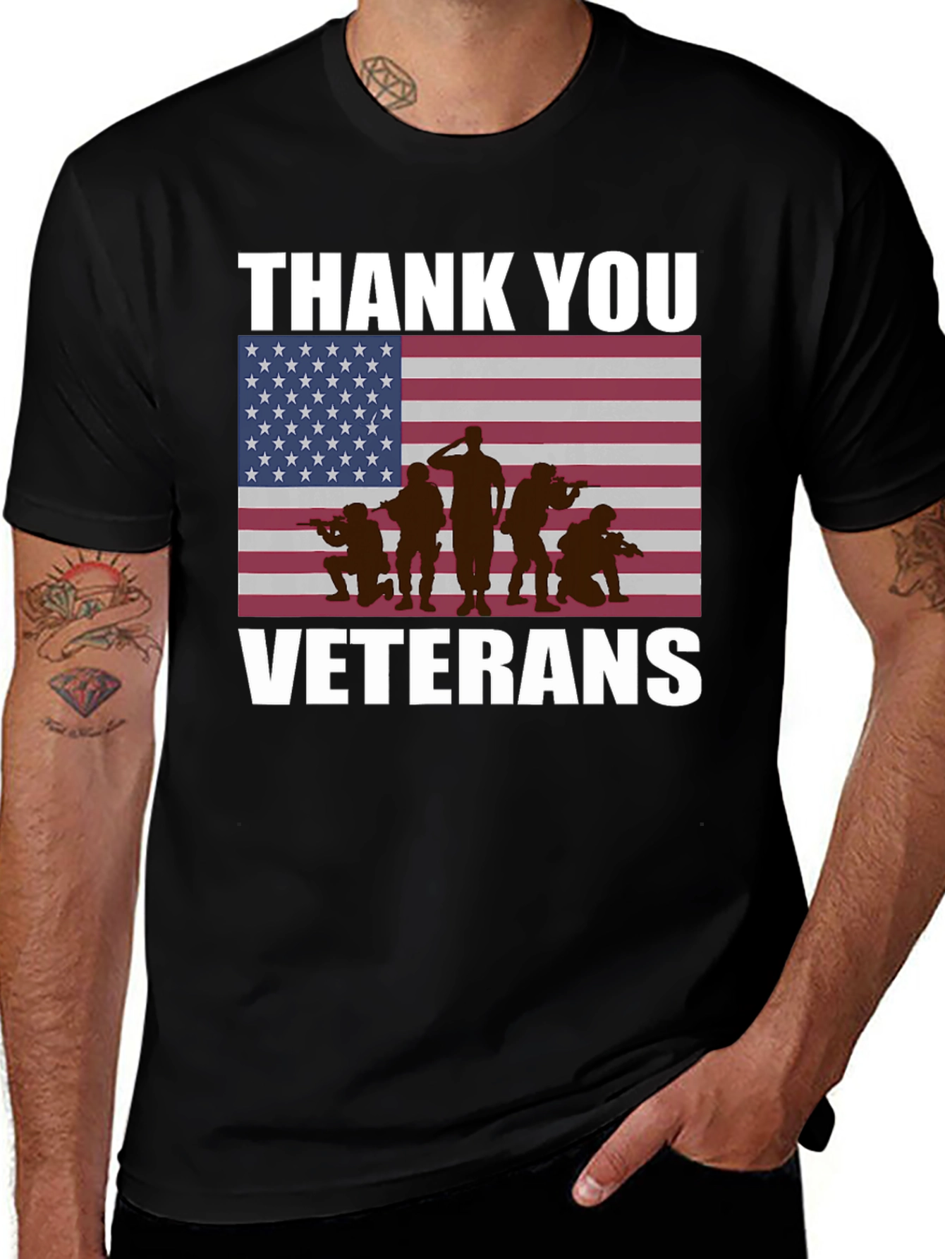 Thank You Veterans T-Shirt - Patriotic American Flag Design
