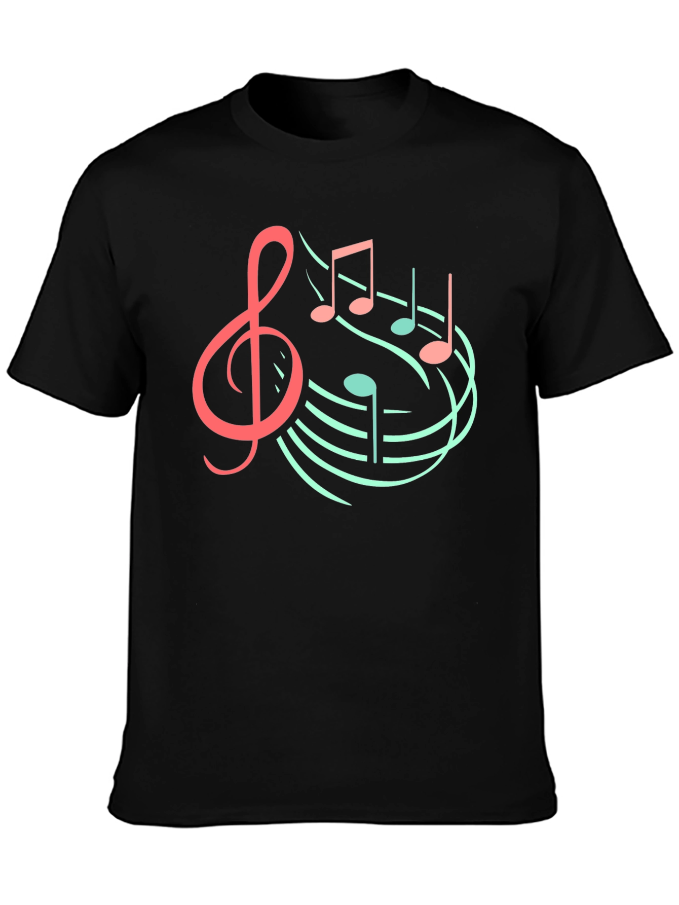 Musical Note Graphic Tee - Black Cotton T-Shirt