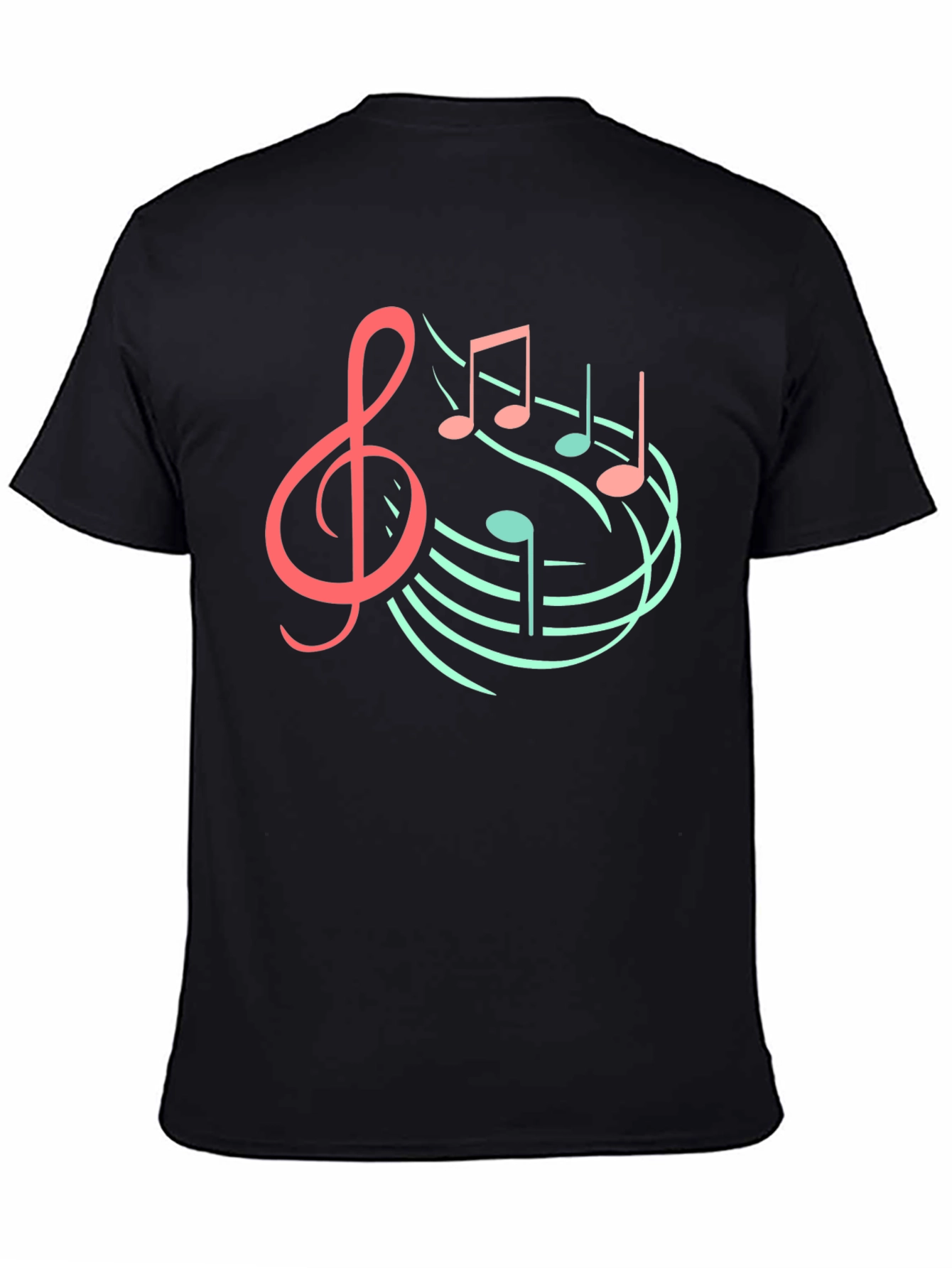 Musical Note Graphic Tee - Black Cotton T-Shirt