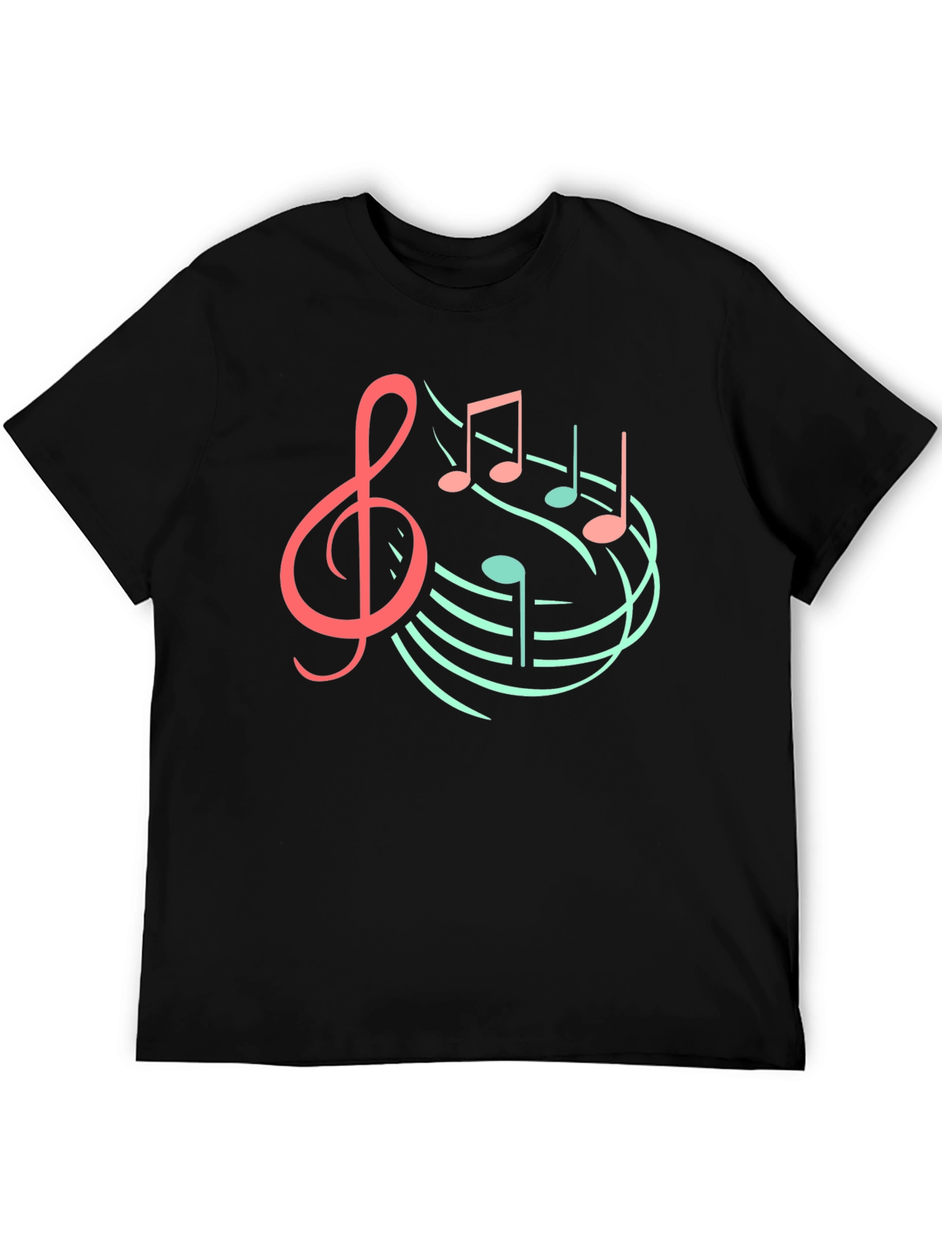Musical Note Graphic Tee - Black Cotton T-Shirt