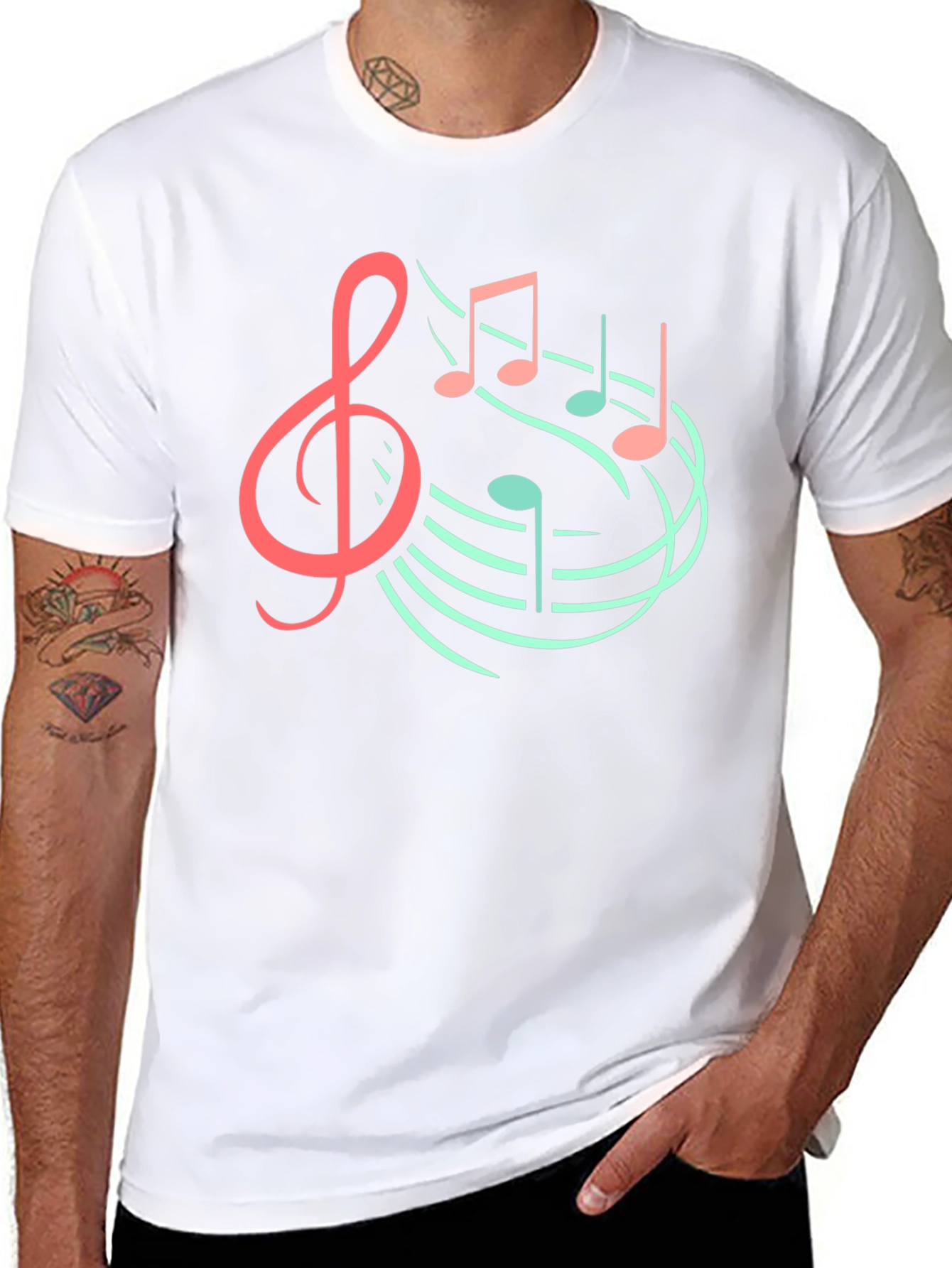 Musical Note Graphic Tee - Black Cotton T-Shirt