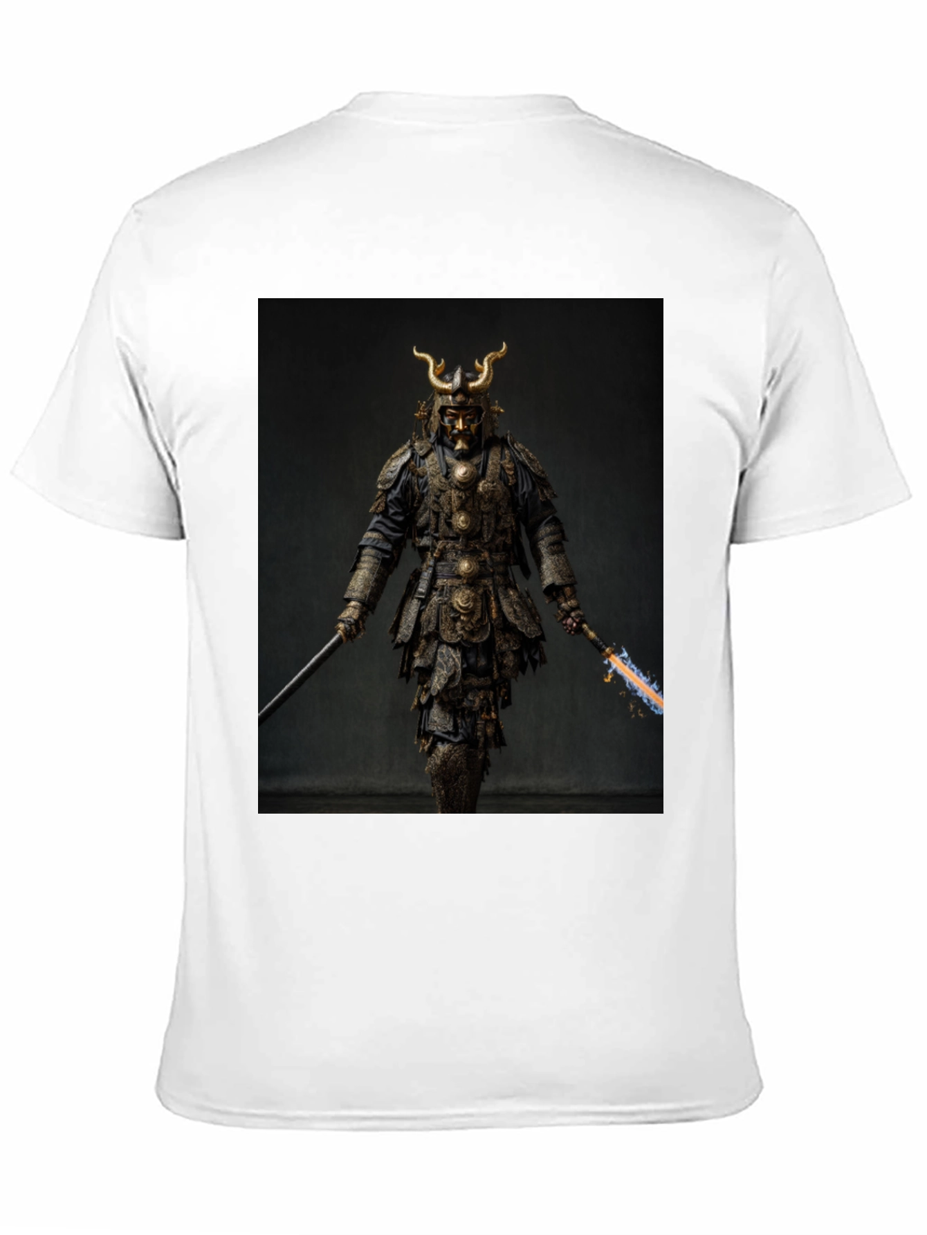Samurai Warrior Graphic Tee - Black Cotton Blend