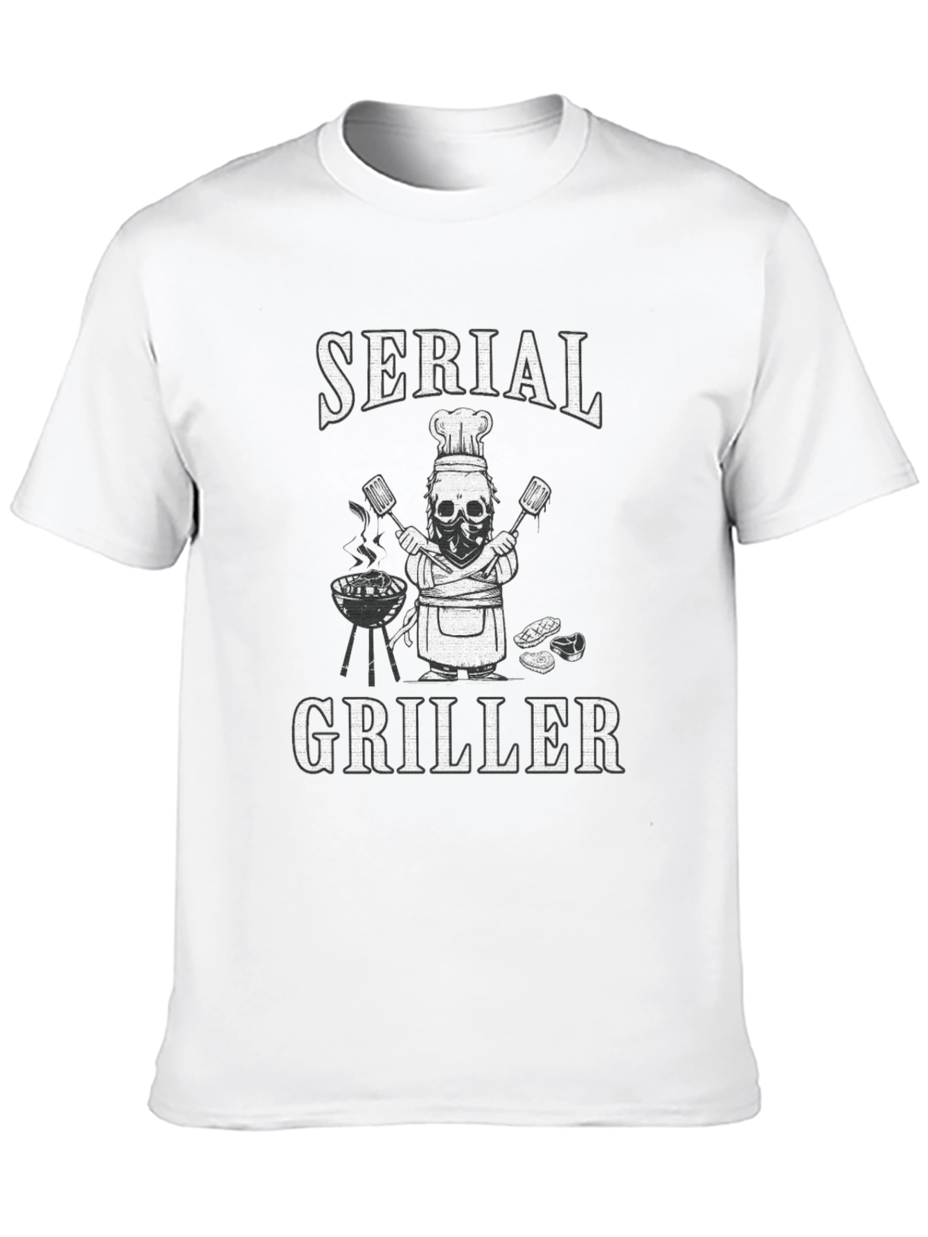 Serial Griller T-Shirt - BBQ Skeleton Chef