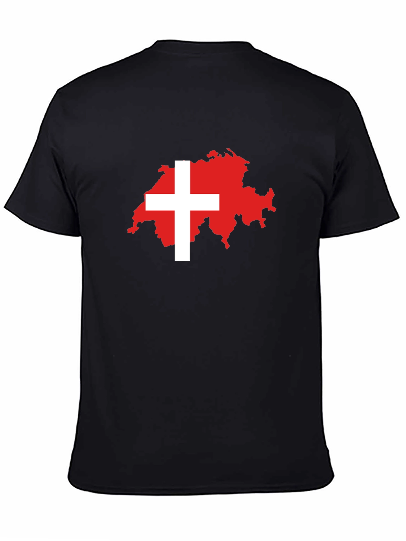Swiss Flag Map Black T-Shirt