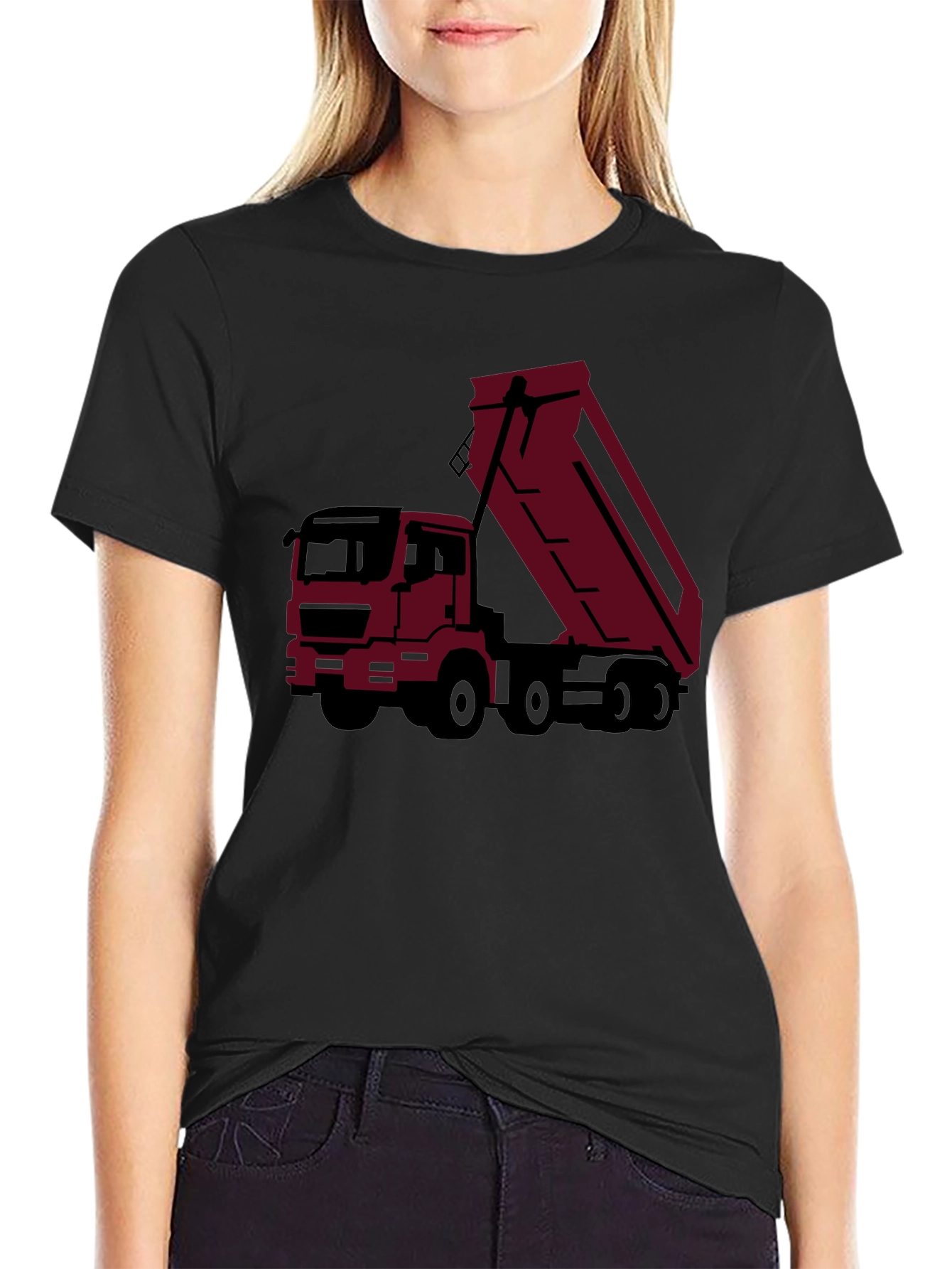 Black Dump Truck Graphic Tee - Modern Trucker Style