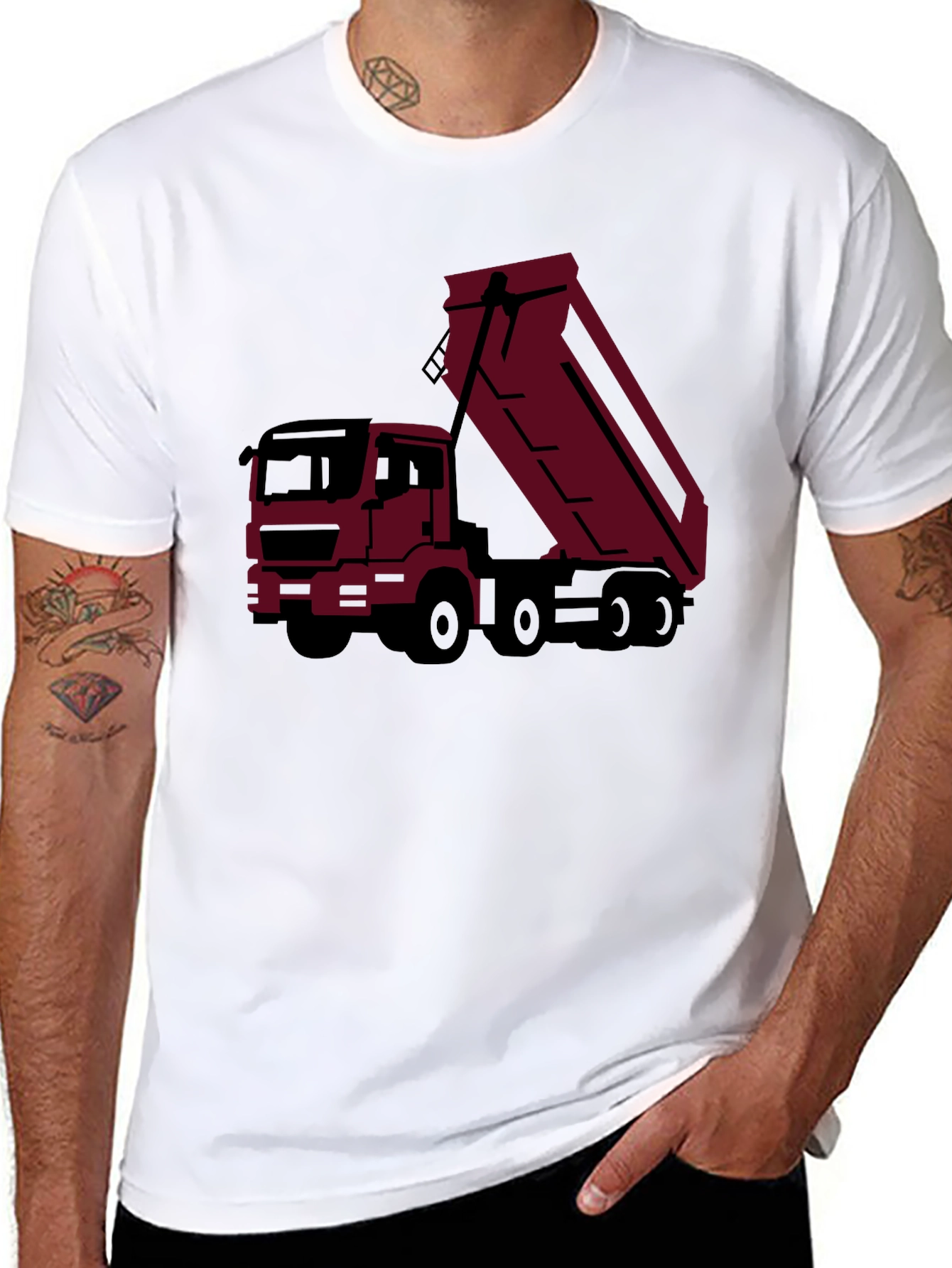 Black Dump Truck Graphic Tee - Modern Trucker Style