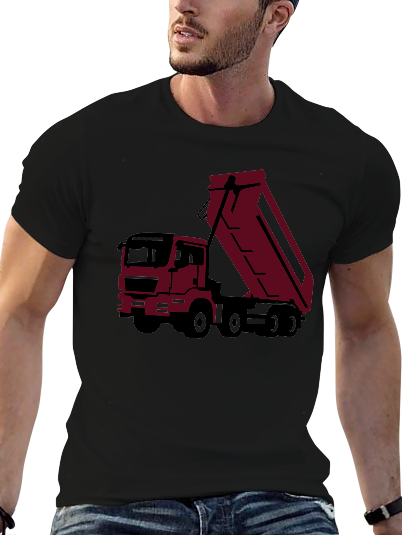 Black Dump Truck Graphic Tee - Modern Trucker Style