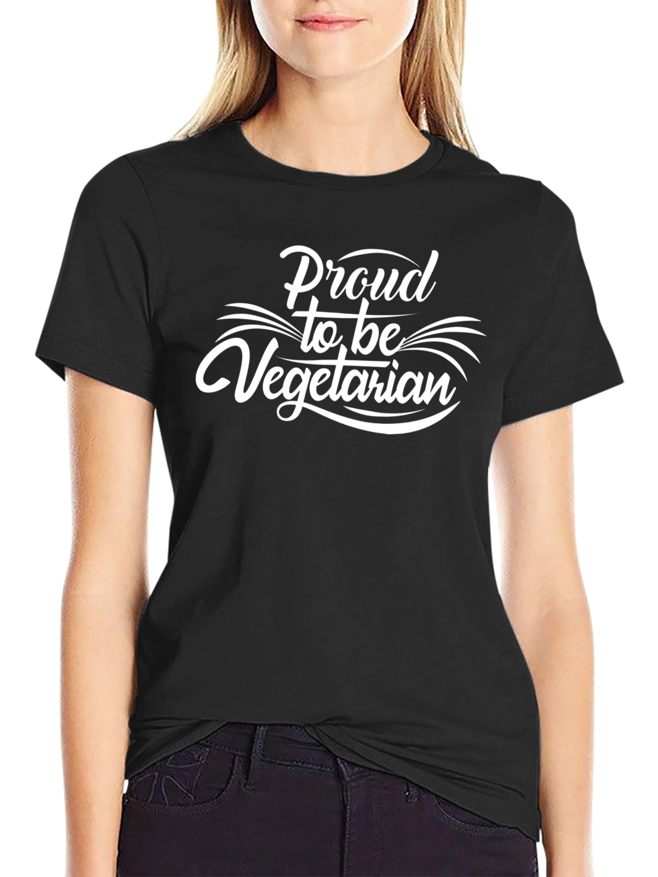 Proud Vegetarian T-Shirt - Bold Black Tee