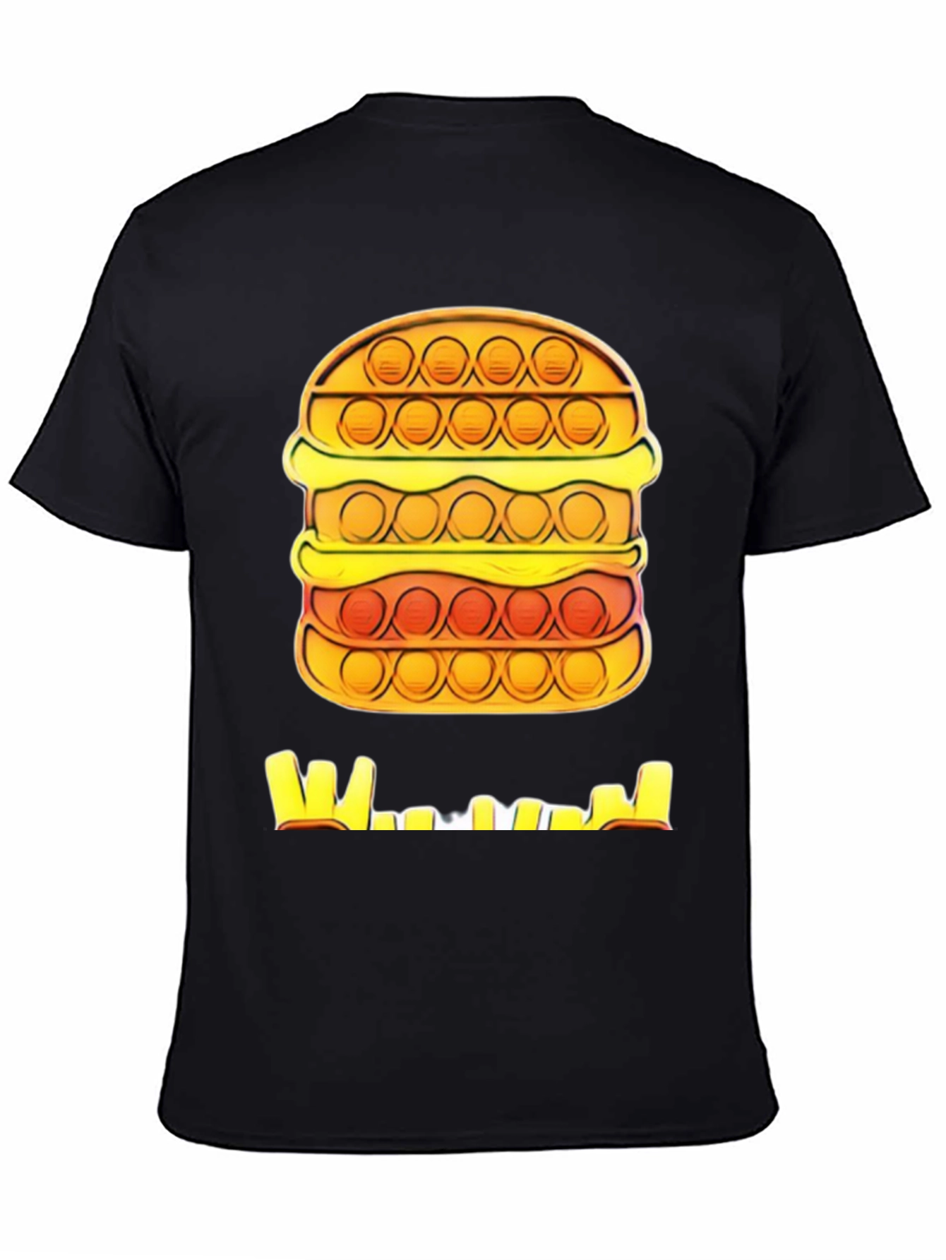 Burger Pop It T-Shirt - Black Graphic Tee
