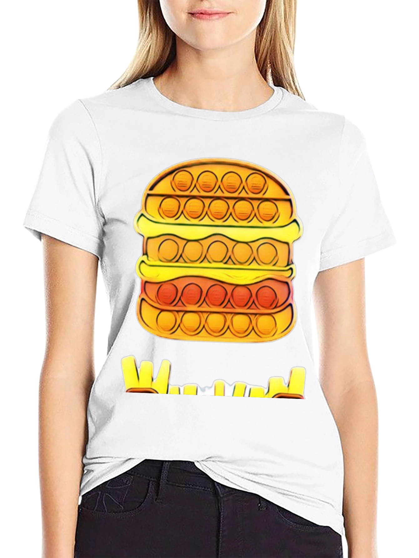 Burger Pop It T-Shirt - Black Graphic Tee