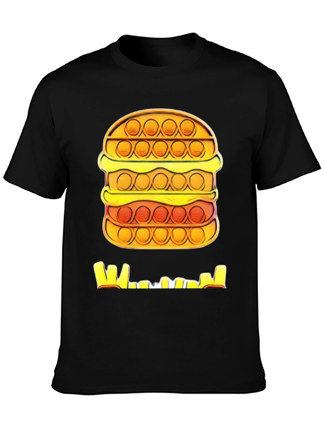 Burger Pop It T-Shirt - Black Graphic Tee