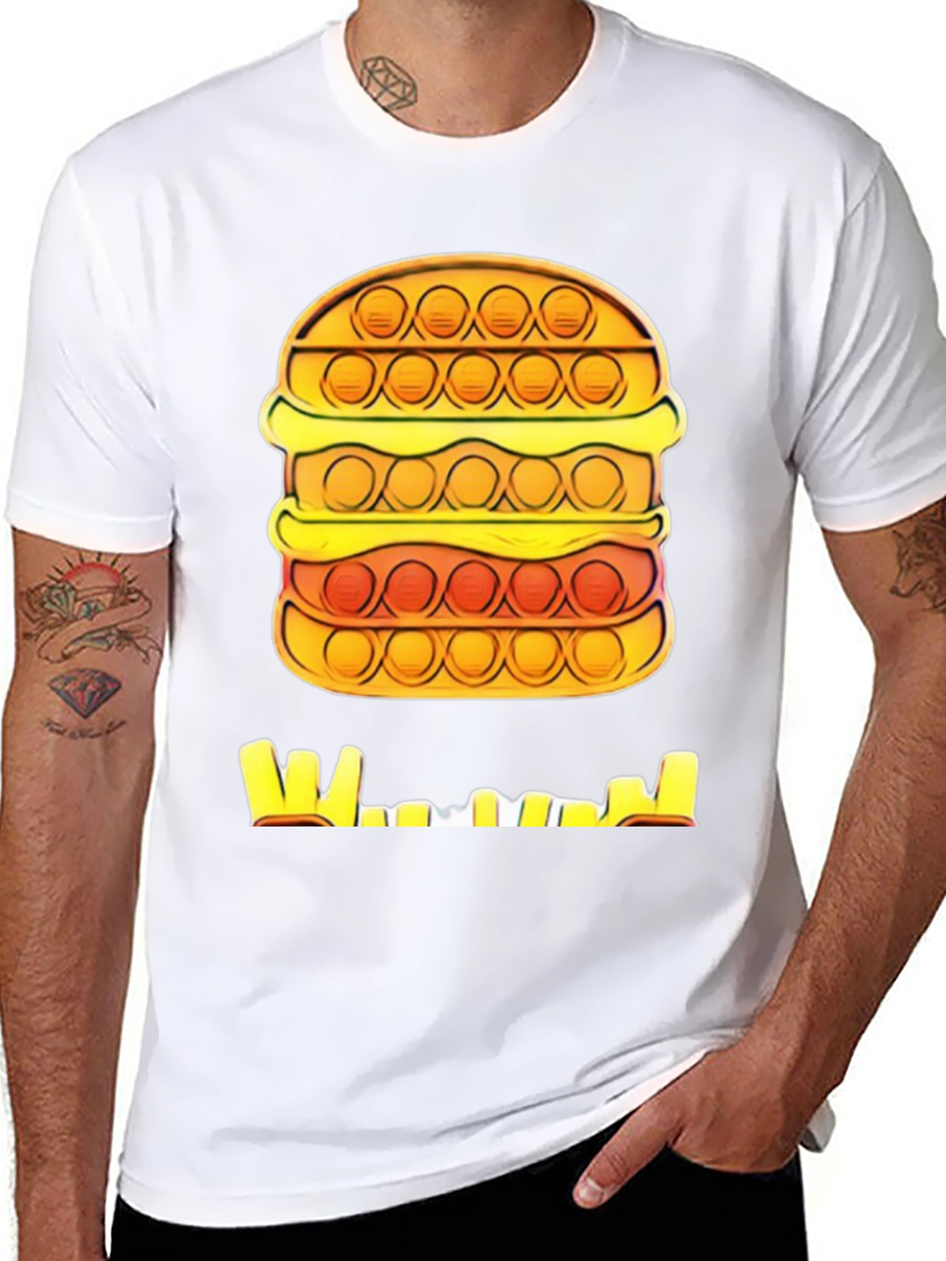 Burger Pop It T-Shirt - Black Graphic Tee