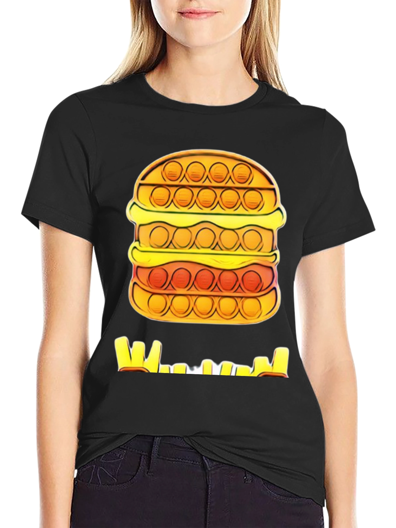 Burger Pop It T-Shirt - Black Graphic Tee