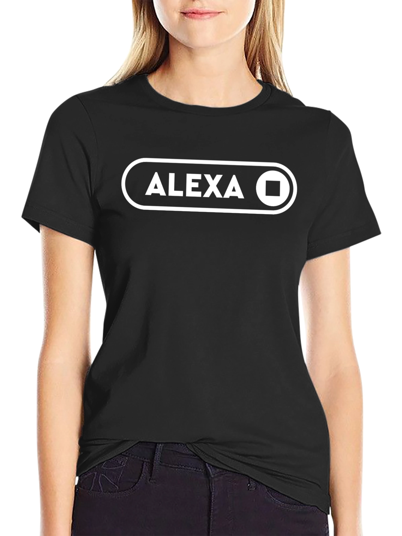 Alexa Graphic Print Black T-Shirt