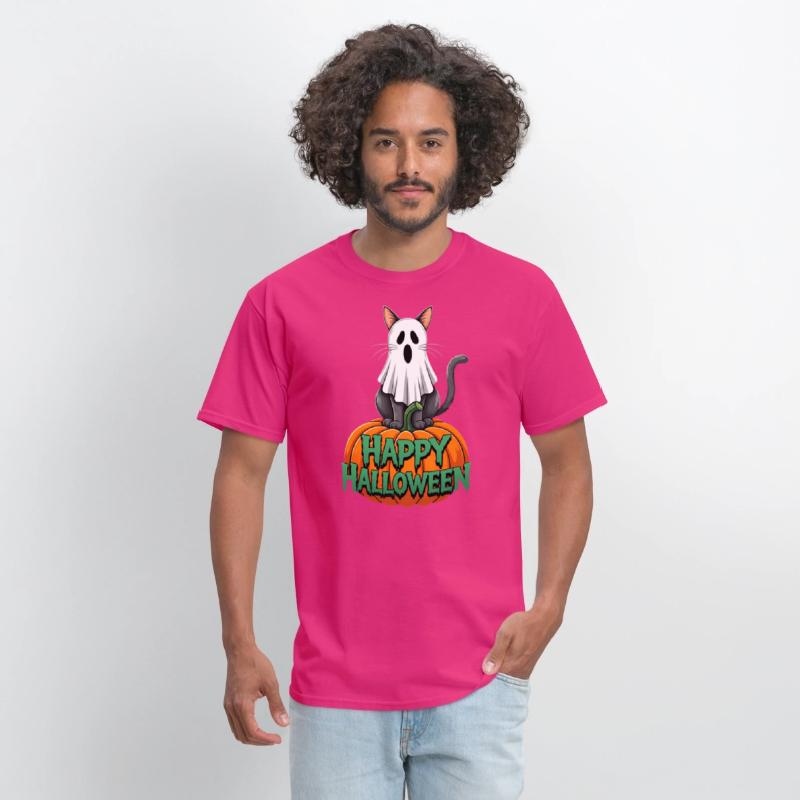 Haunted Halloween Cat and Pumpkin - Spooky Ghost