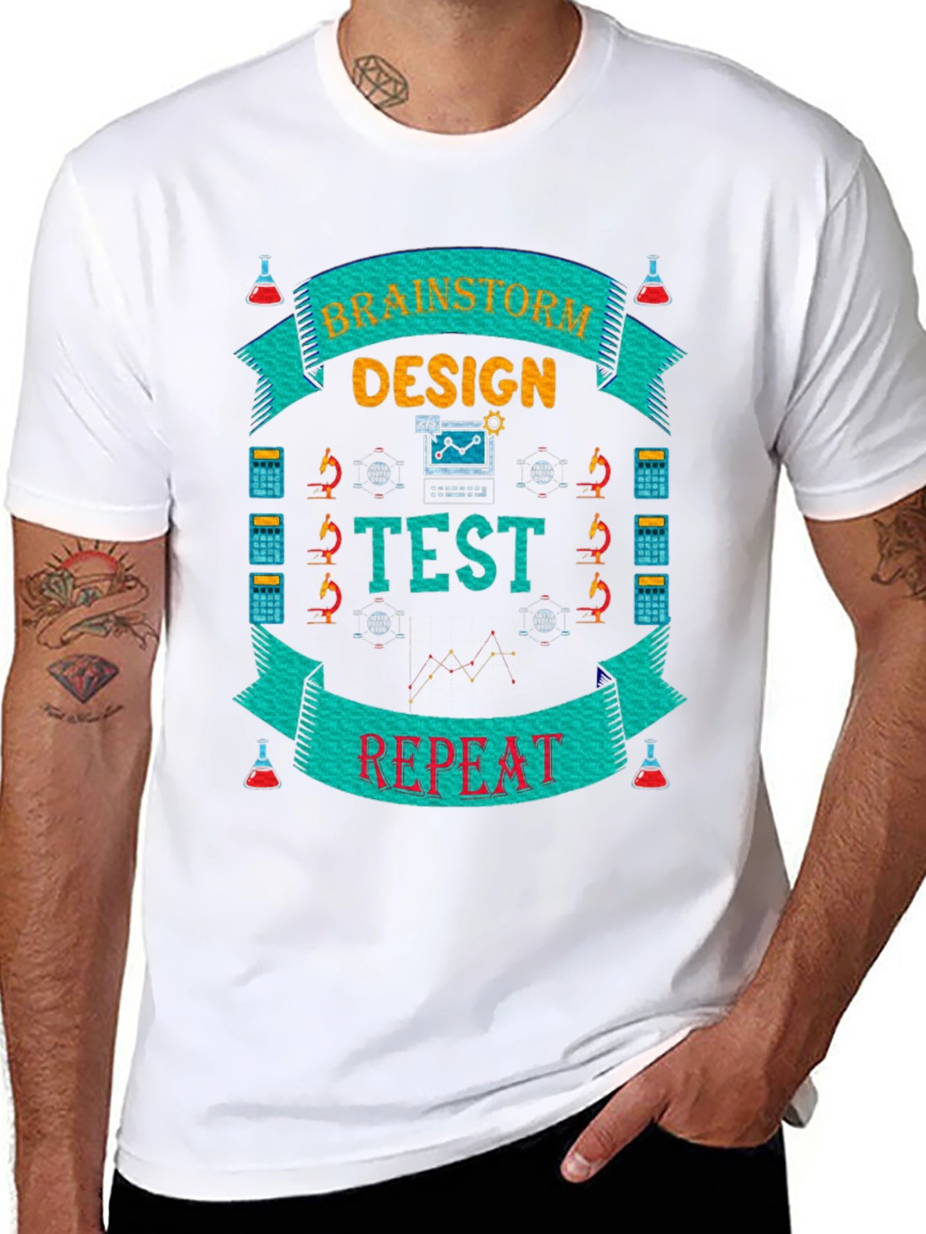 Brainstorm Design Test Repeat Black Graphic T-Shirt