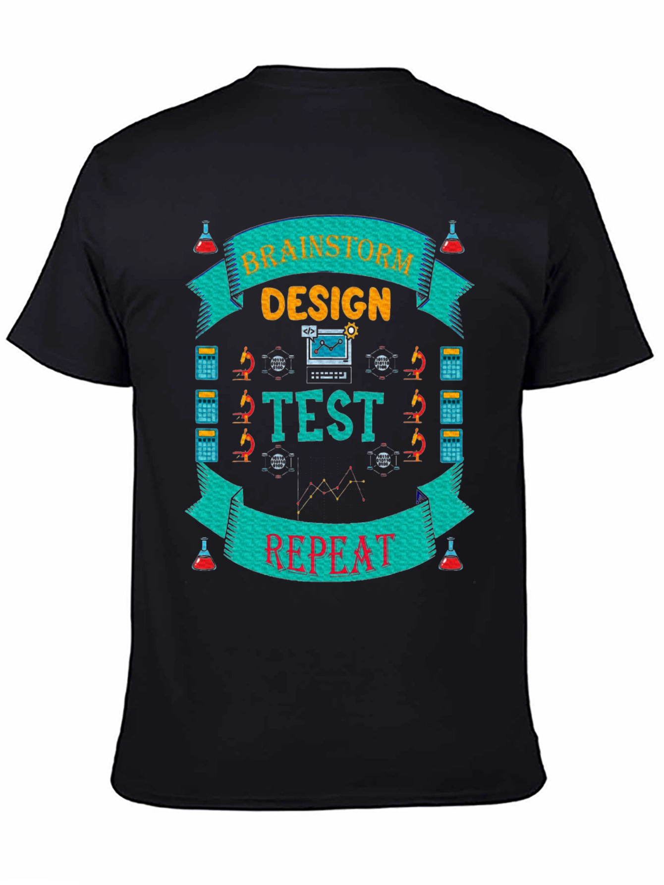 Brainstorm Design Test Repeat Black Graphic T-Shirt